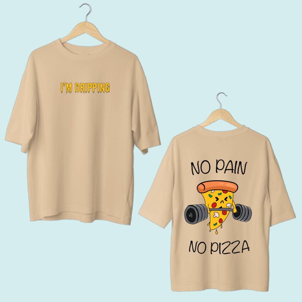 'No Pain, No Pizza' Motivation Oversized Tee