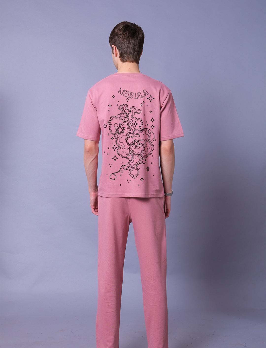 Nebula Men Co-Ord Set - Oversized Tee With Jogger