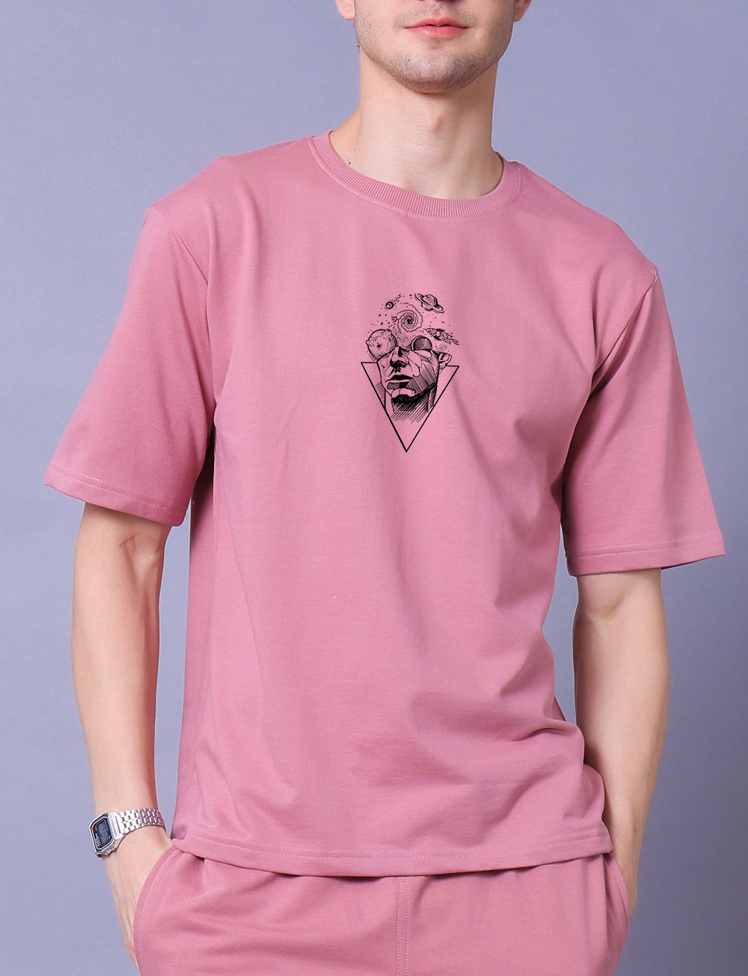 Nebula Men Co-Ord Set - Oversized Tee With Jogger