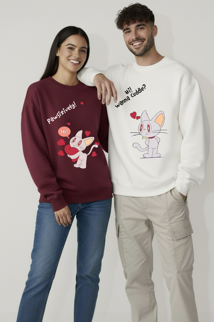 Positively Cat  Sweatshirt Unisex Sweatshirts - Pack of 2