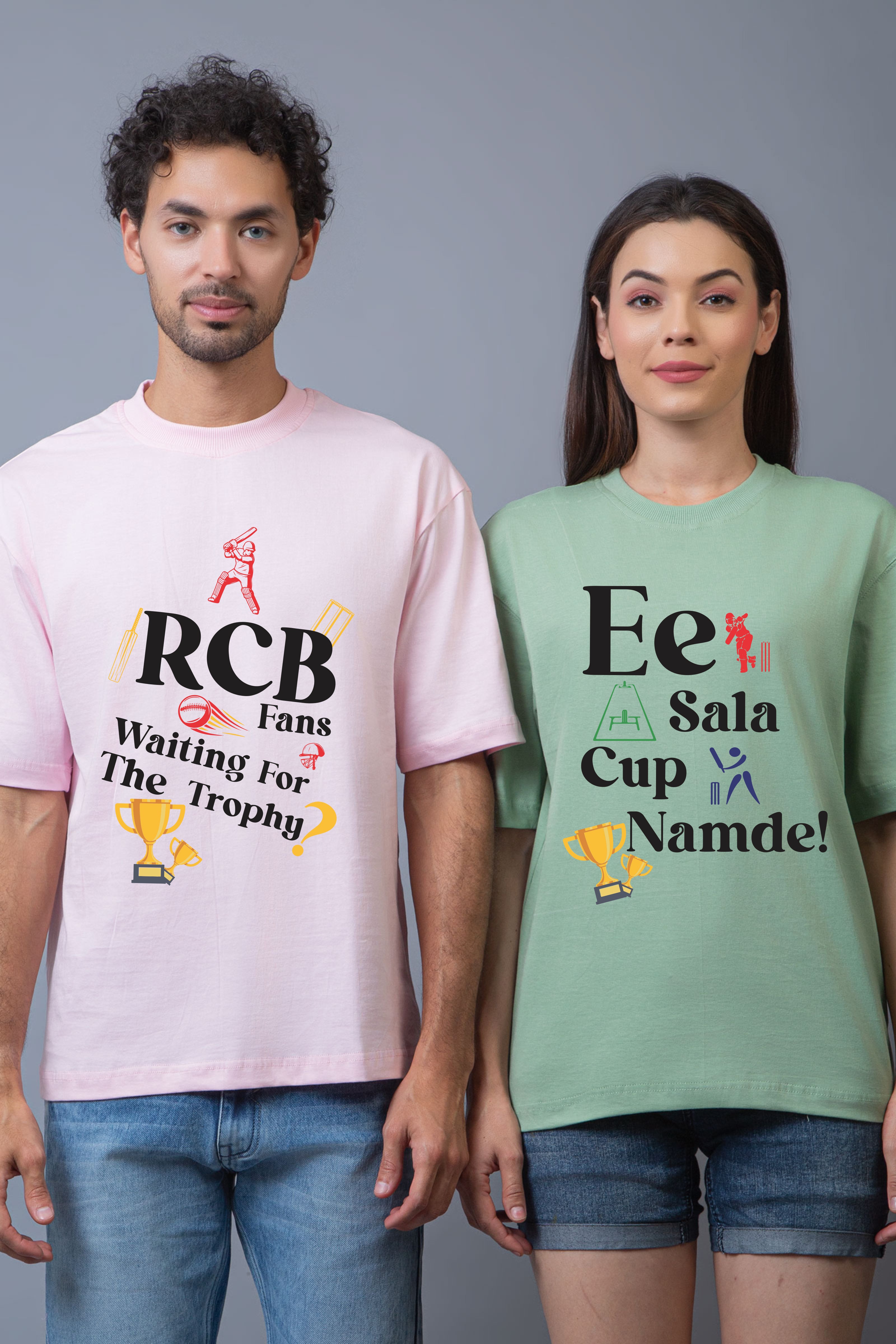 RCB Fan Couple Oversized Tees - Pack of 2