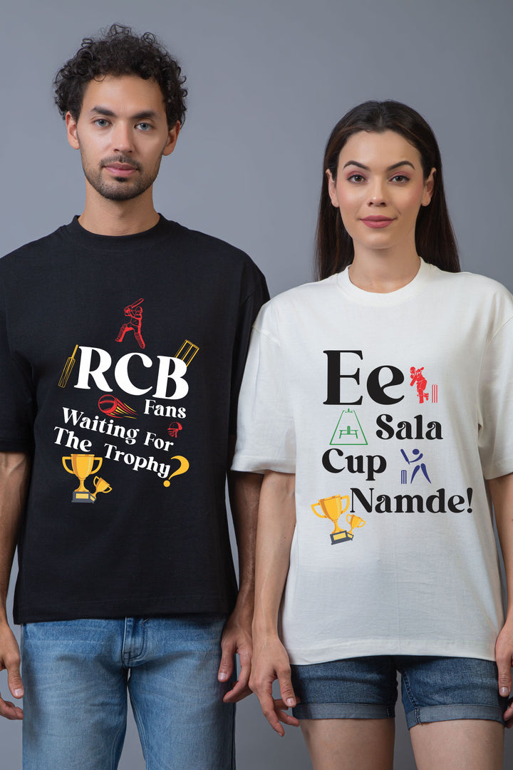 RCB Fan Couple Oversized Tees - Pack of 2