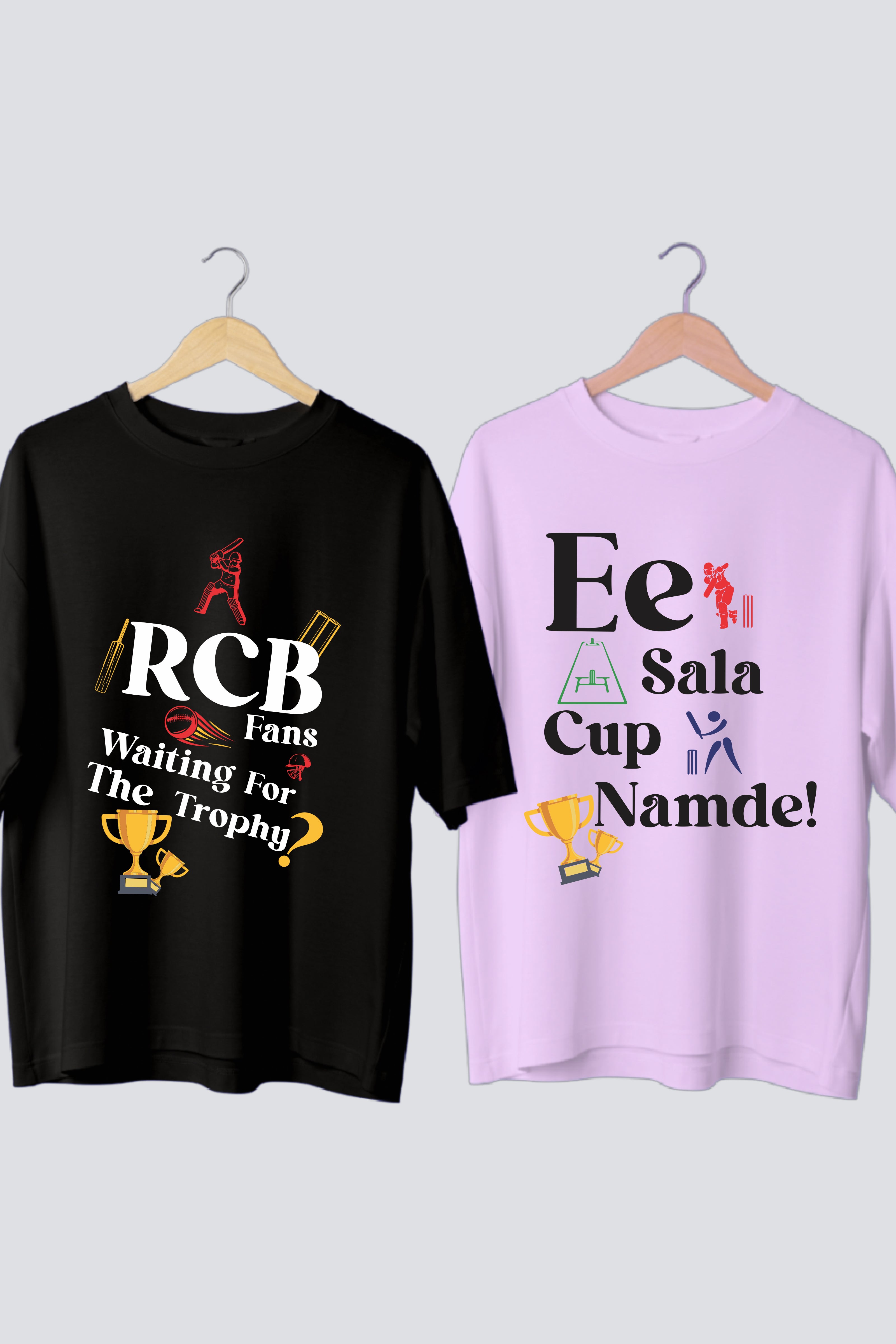 RCB Fan Couple Oversized Tees - Pack of 2