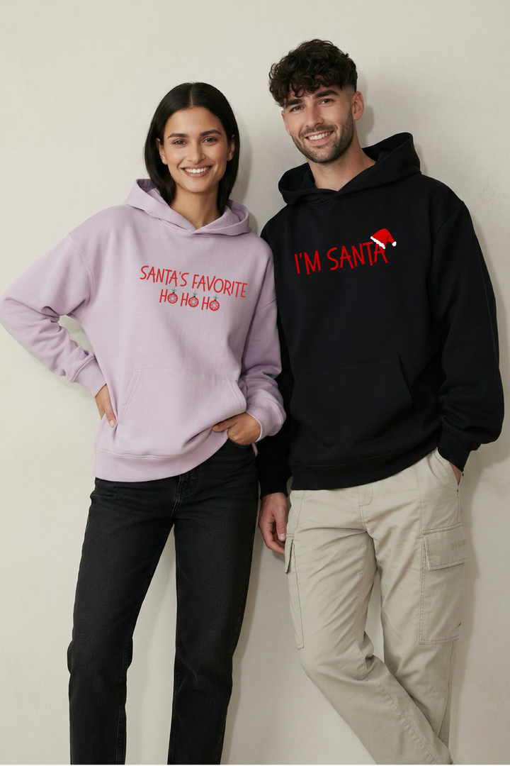 Santa’s Favorite Couple Oversized Drop Shoulder Hoodies - Pack of 2