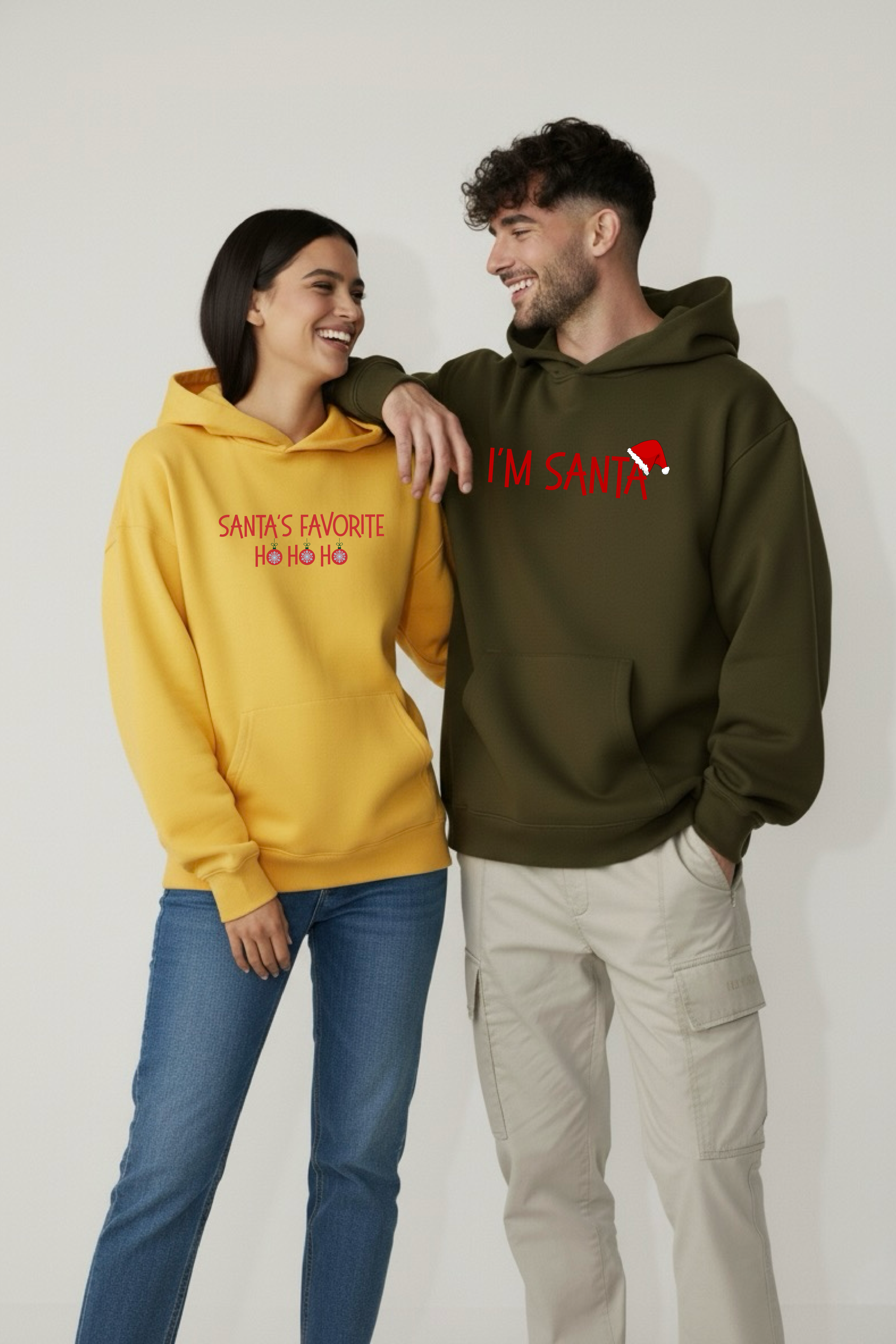 Santa’s Favorite Couple Oversized Drop Shoulder Hoodies - Pack of 2