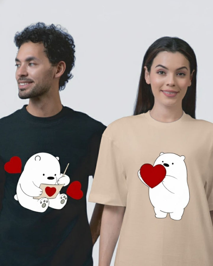 Bear your hearts Oversized Couple T-Shirts (Pack of 2)