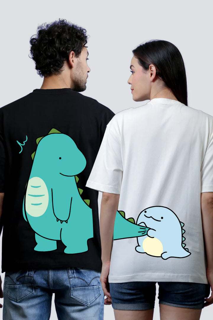 Dino Duo Black & White Oversized Couple T-Shirts (Pack of 2) (Copy)