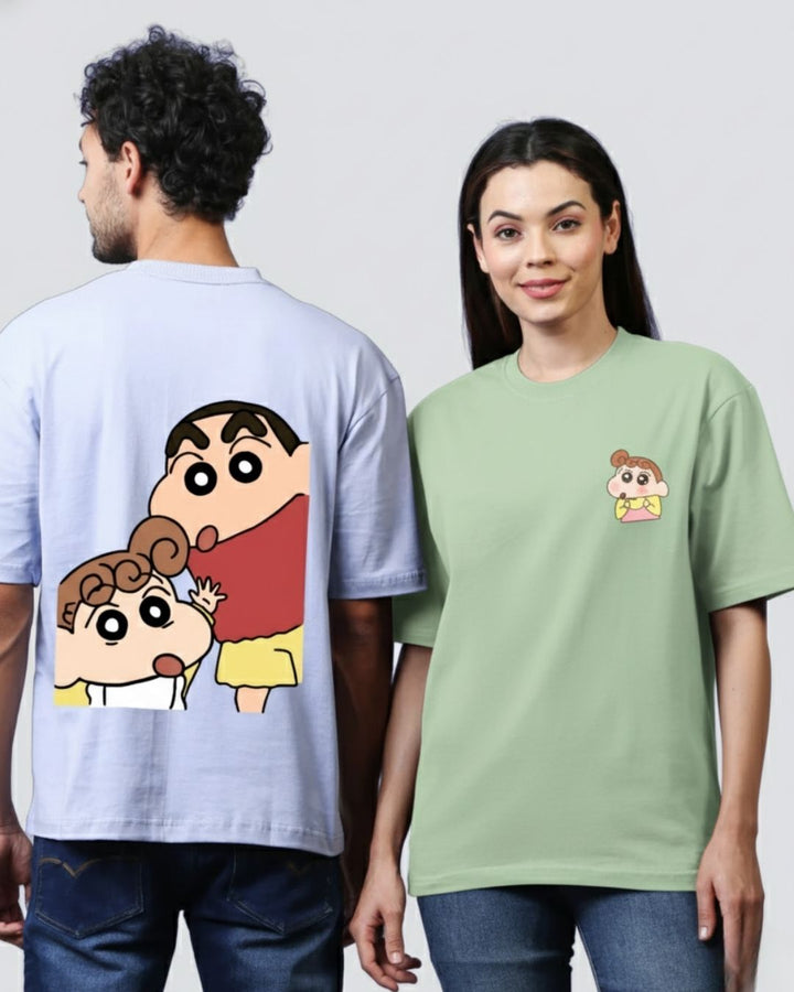 Shinchan Oversized Couple T-Shirts (Pack of 2)