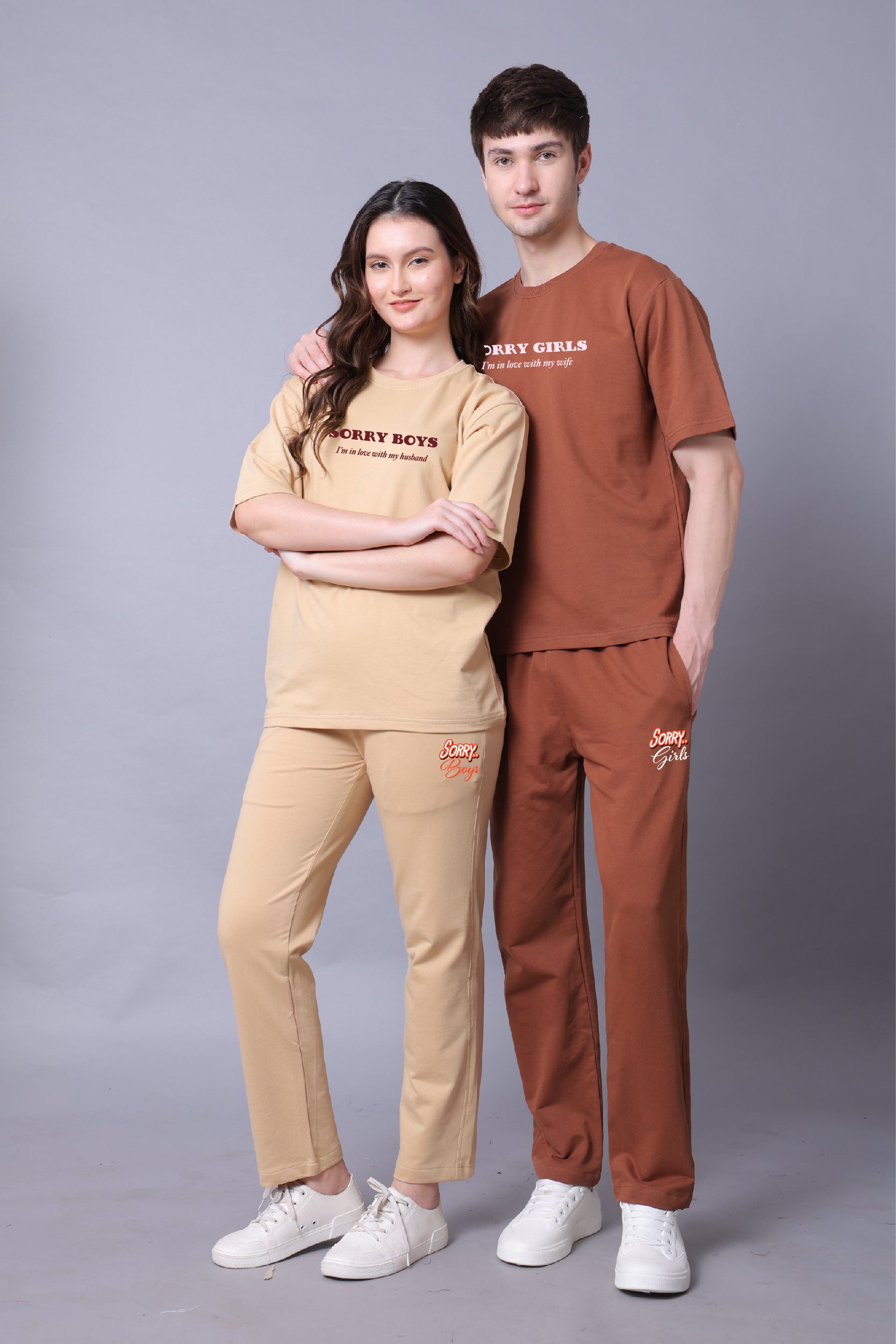 Sorry Boys Girls Couple Co-Ord Set With Joggers (Pack of 2)