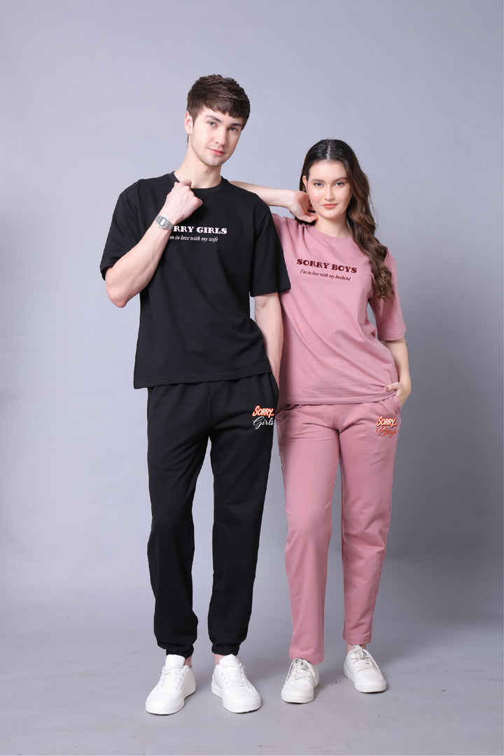 Sorry Boys Girls Couple Co-Ord Set With Joggers (Pack of 2)