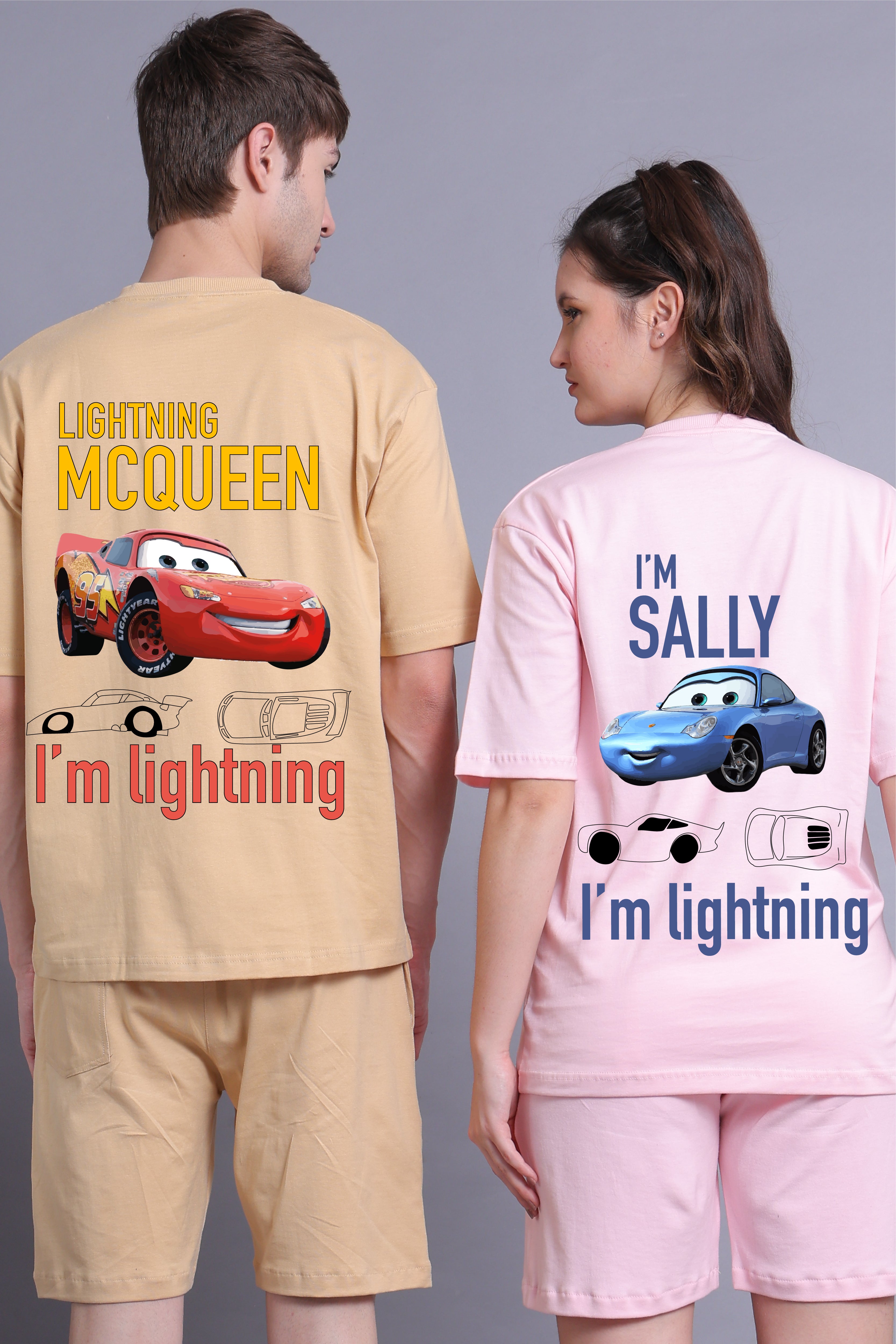 Speedster Romance: Oversized Couple T-Shirts (Pack of 2)