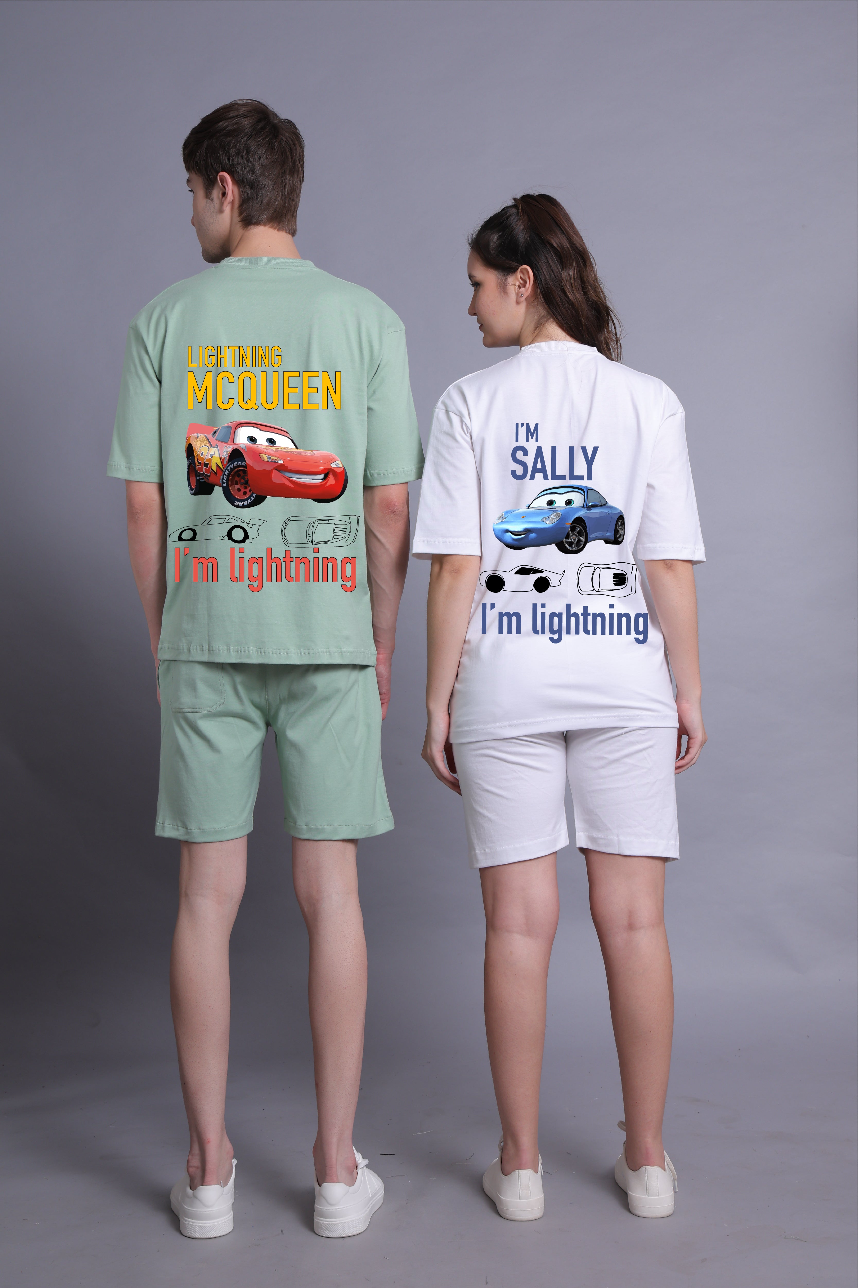 Speedster Romance: Oversized Couple T-Shirts (Pack of 2)