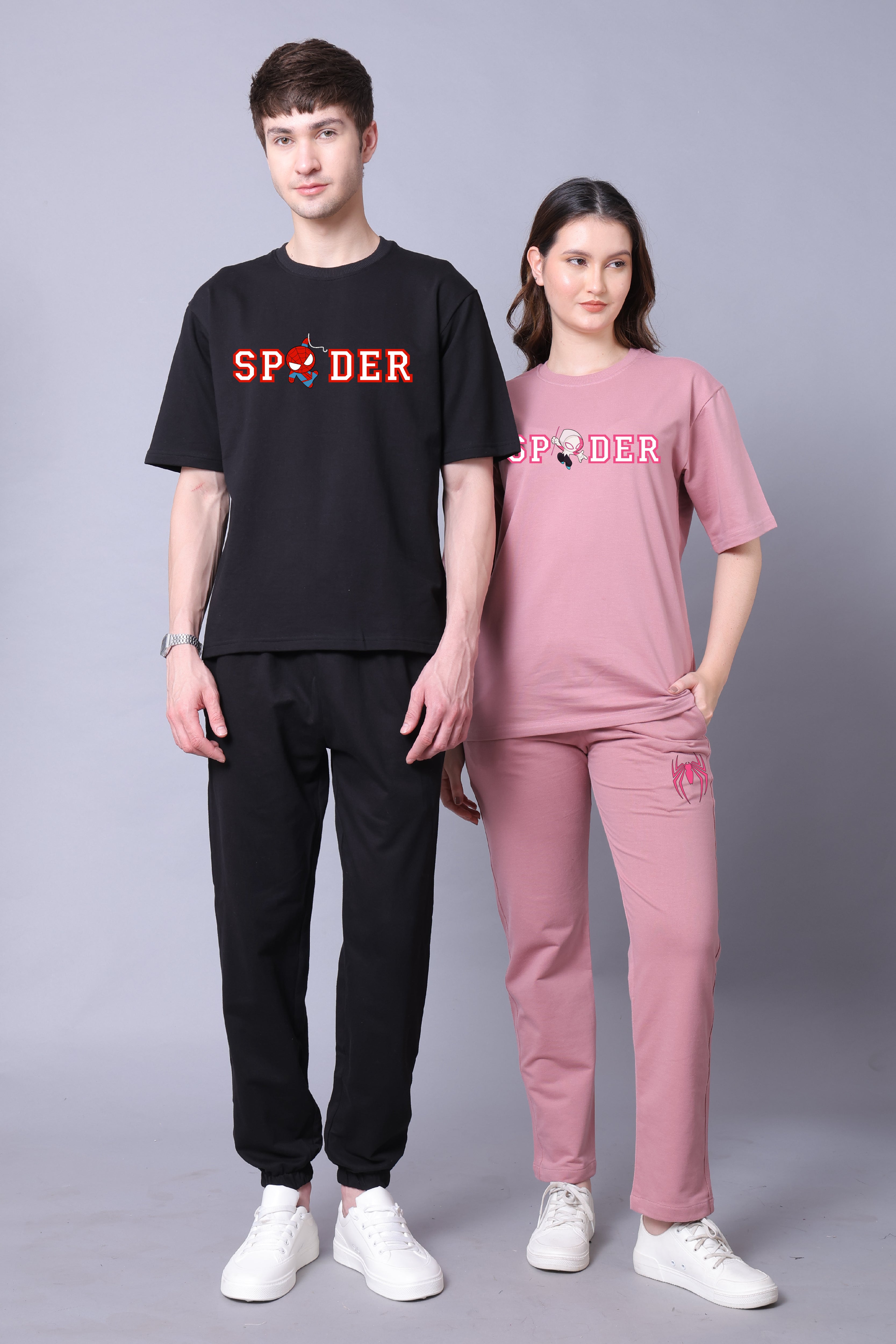 Spider Couple Co-Ord Set With Joggers (Pack of 2)