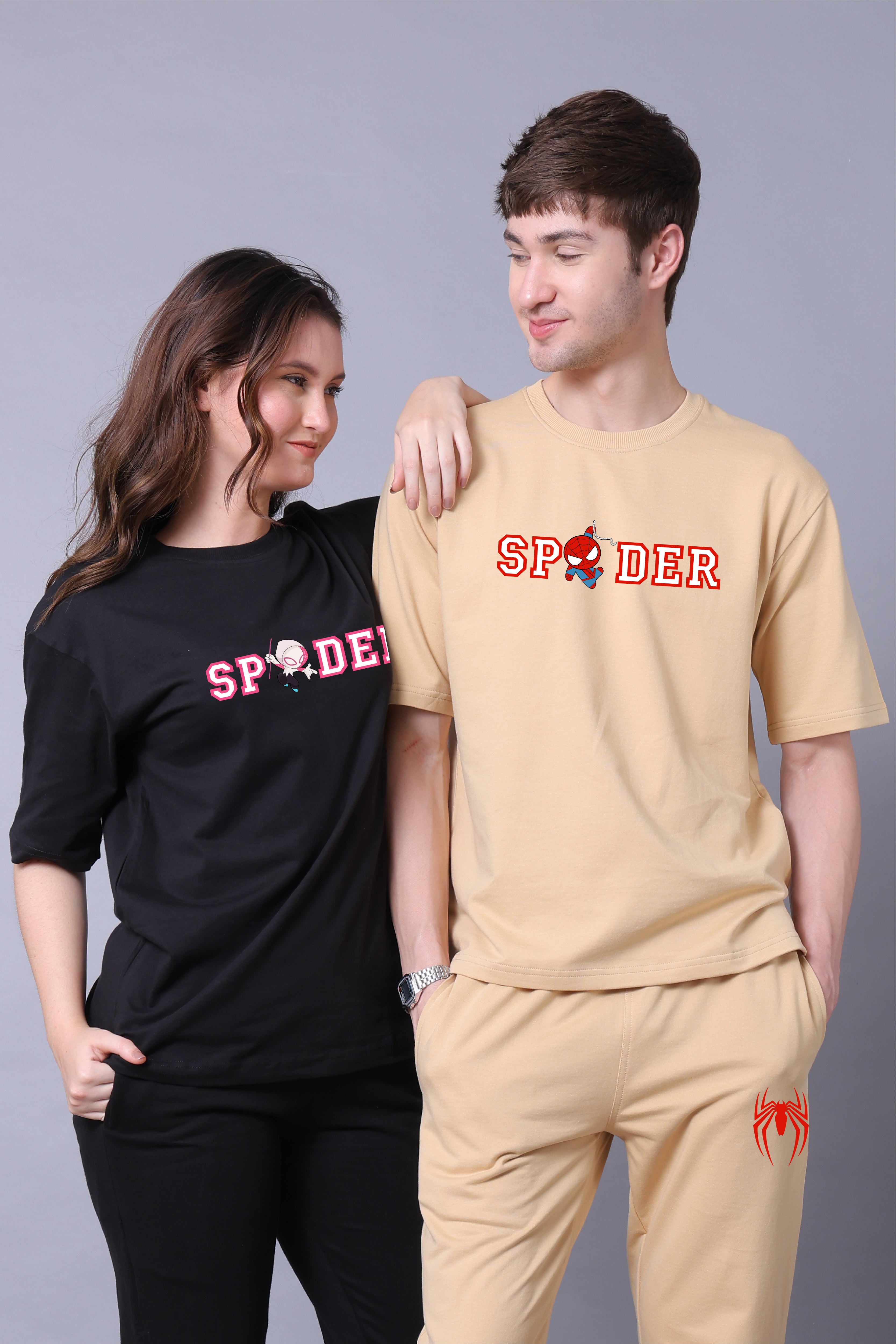 Spider Couple Co-Ord Set With Joggers (Pack of 2)