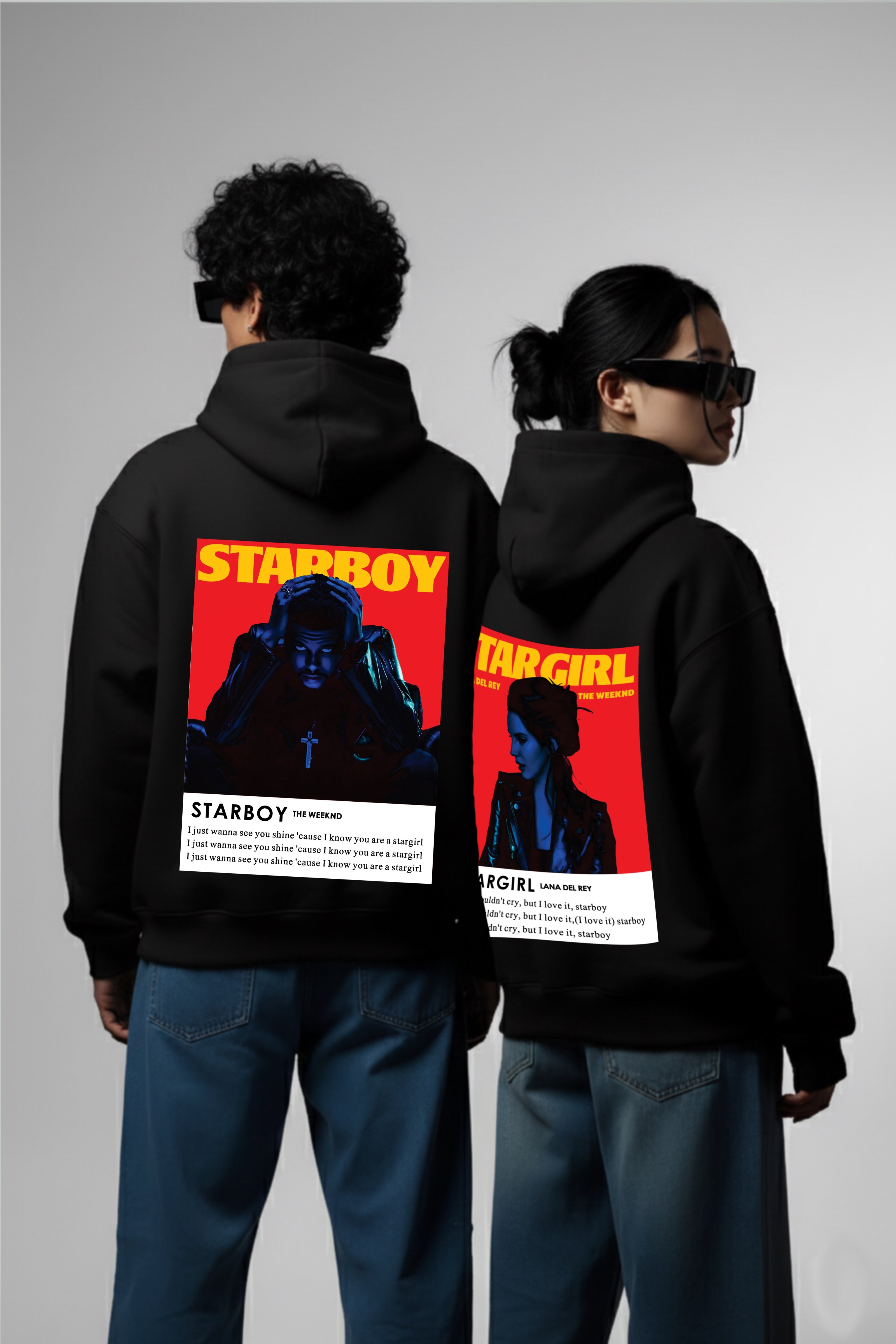 Starboy Stargirl Couple Oversized Drop Shoulder Hoodies - Pack of 2