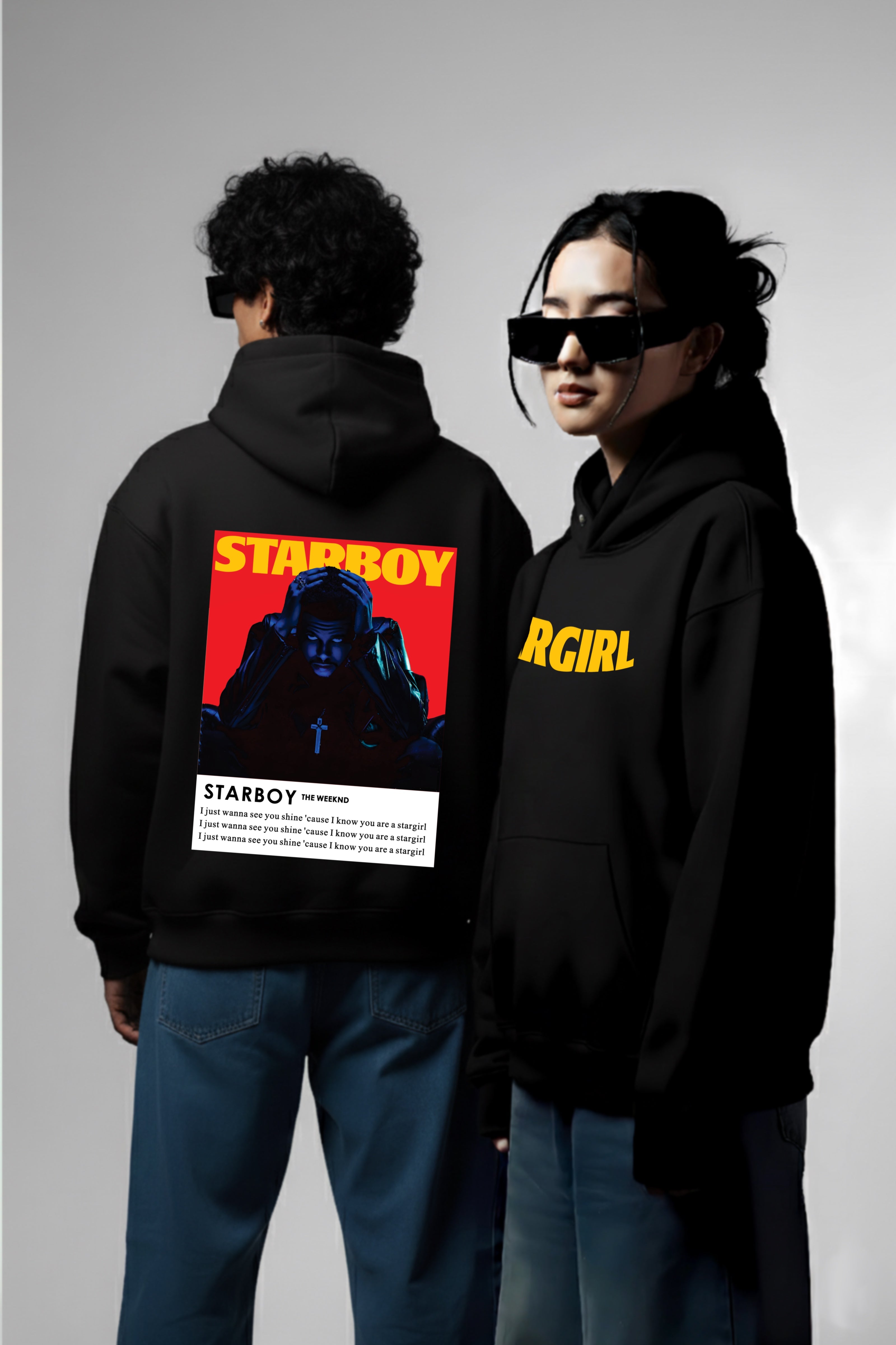 Starboy Stargirl Couple Oversized Drop Shoulder Hoodies - Pack of 2