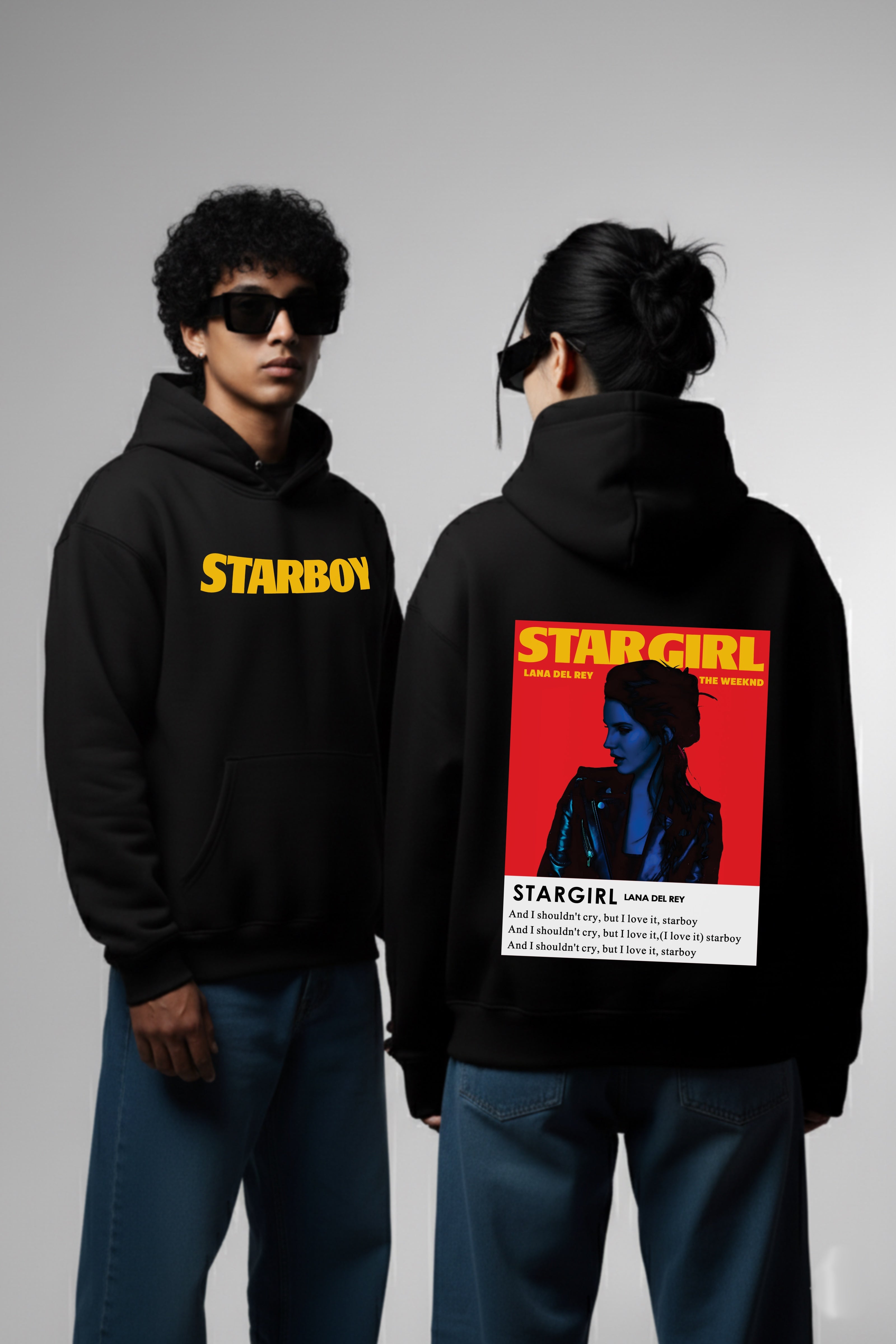 Starboy Stargirl Couple Oversized Drop Shoulder Hoodies - Pack of 2