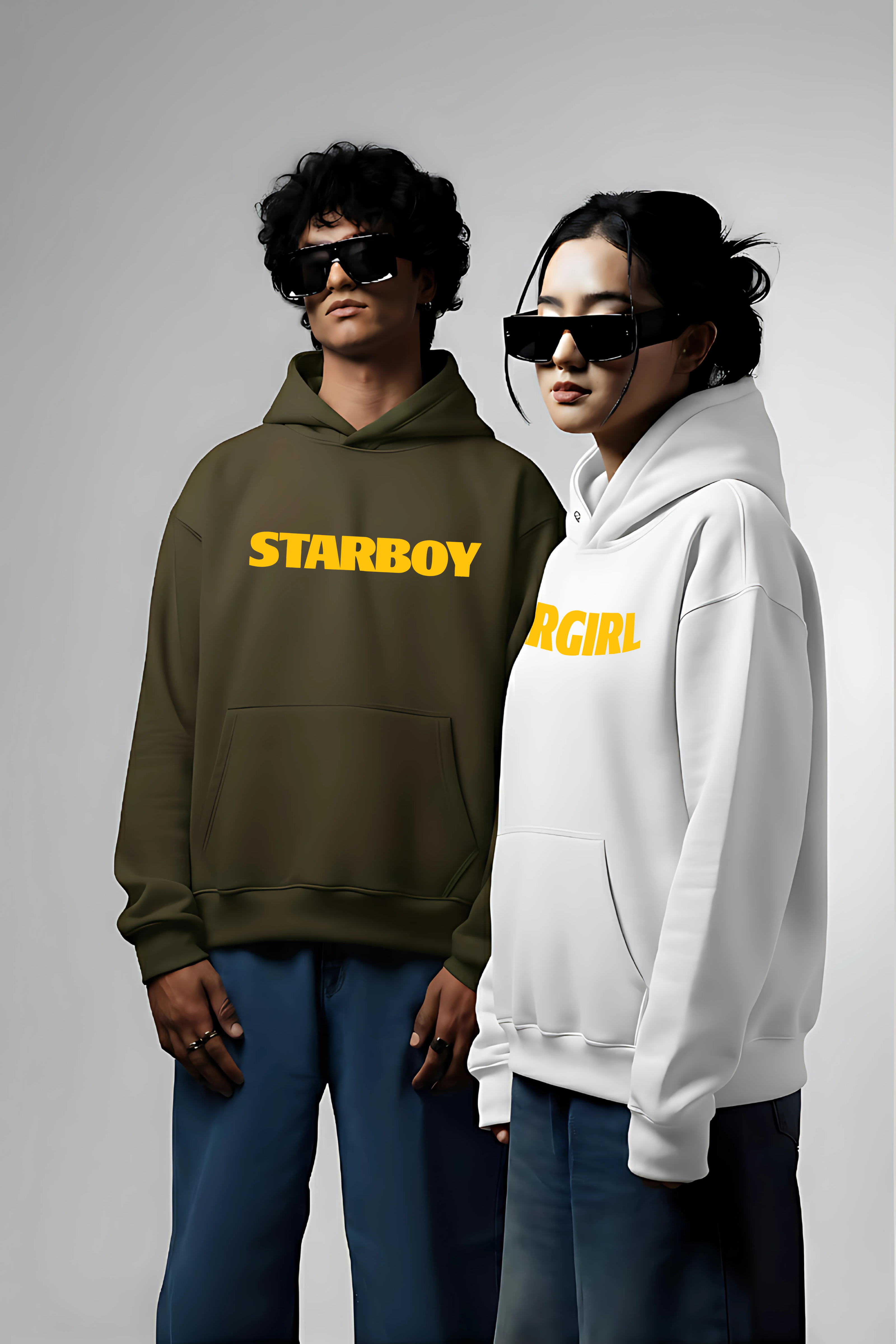 Starboy Stargirl Couple Oversized Drop Shoulder Hoodies - Pack of 2