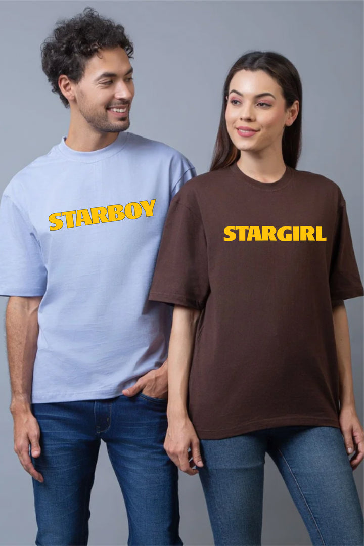 Starboy and Stargirl Oversized Couple T-Shirts (Pack of 2)