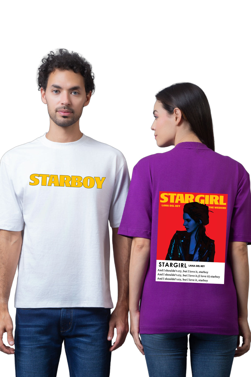 Starboy and Stargirl Oversized Couple T-Shirts (Pack of 2)