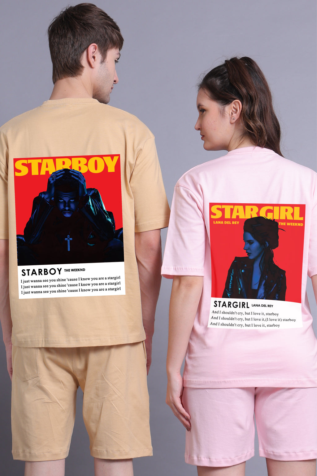 Starboy and Stargirl Oversized Couple T-Shirts (Pack of 2)