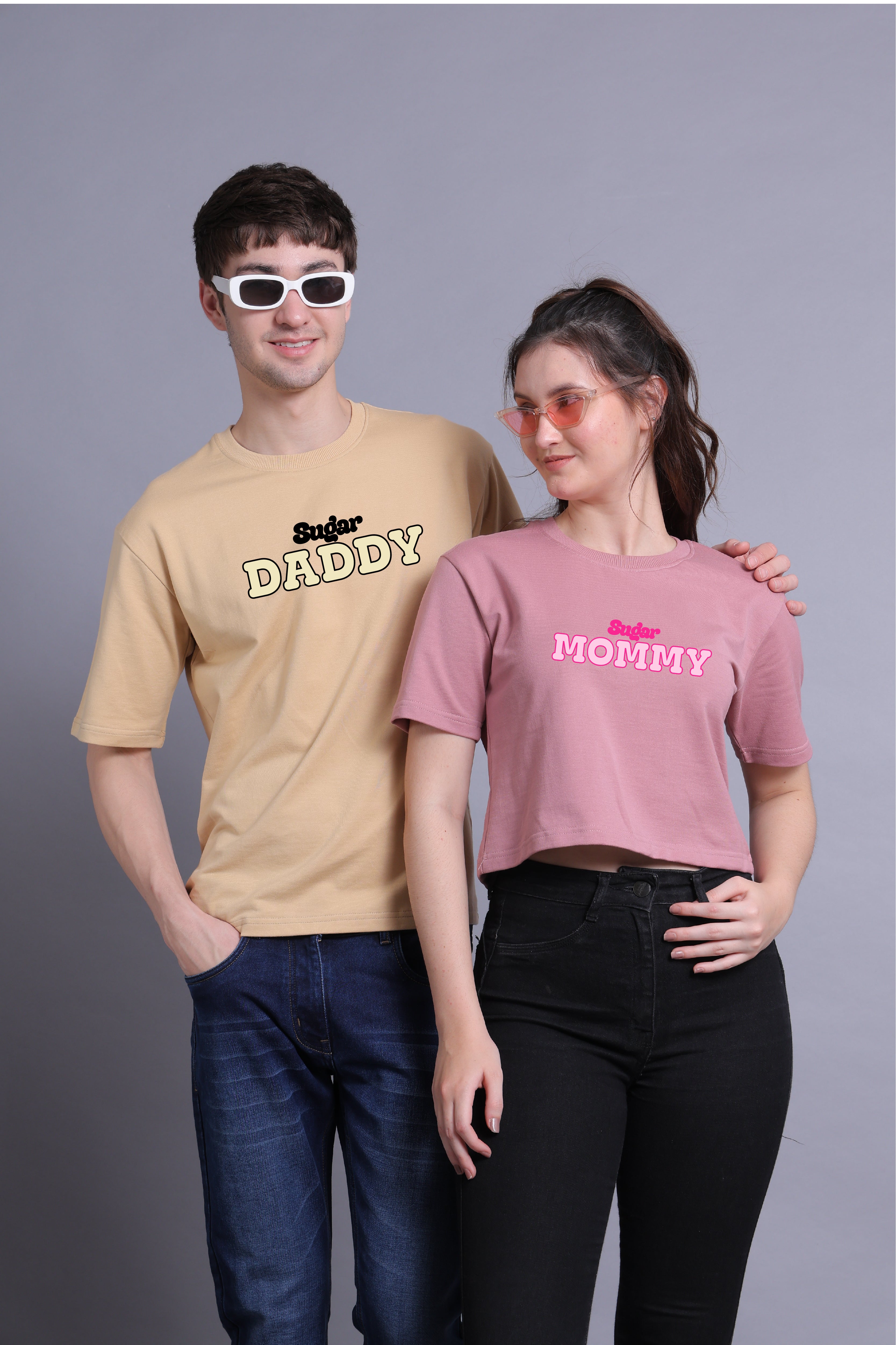 Sugar Daddy Drop Shoulder Tee and Crop Top - Pack of 2