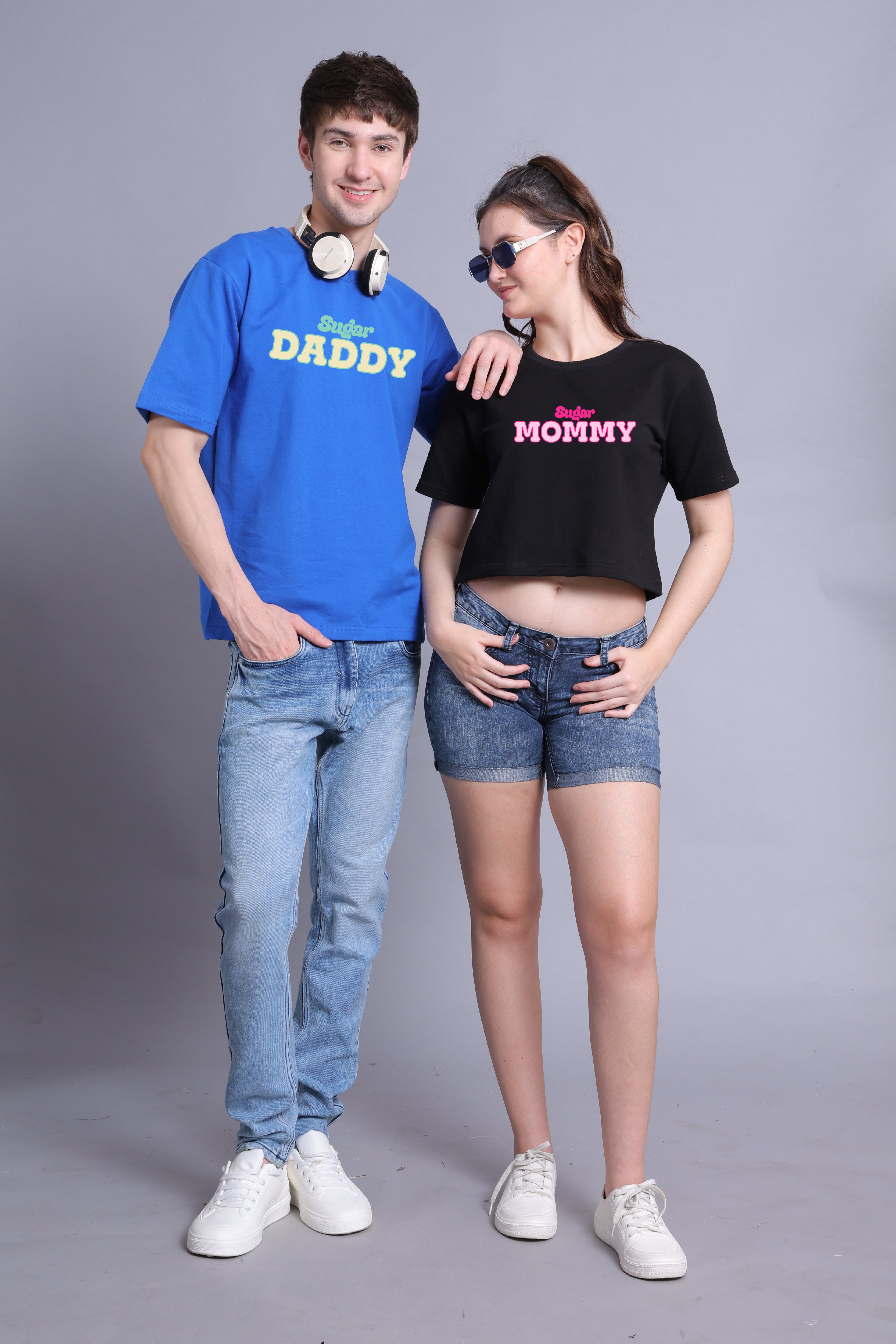 Sugar Daddy Drop Shoulder Tee and Crop Top - Pack of 2