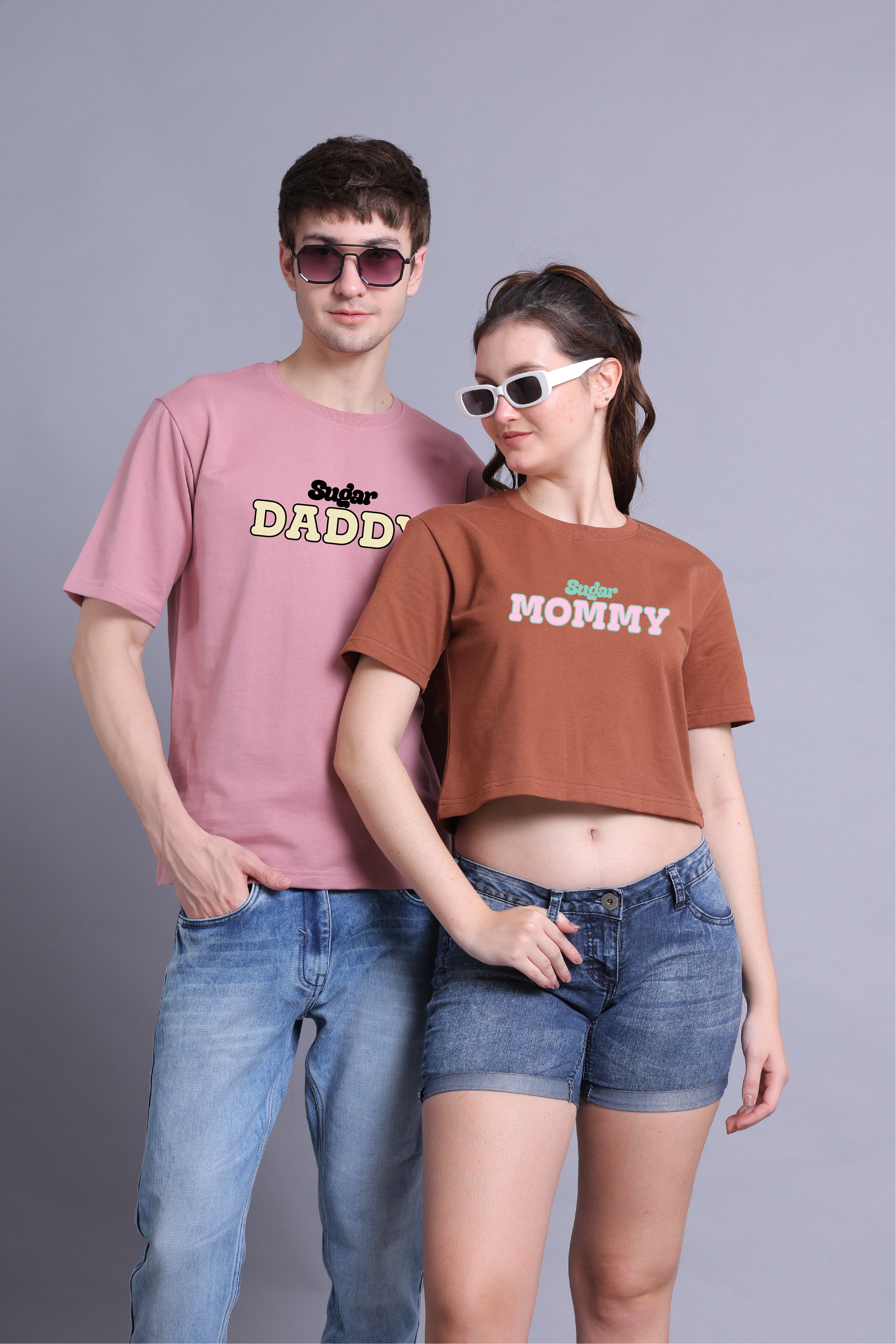 Sugar Daddy Drop Shoulder Tee and Crop Top - Pack of 2
