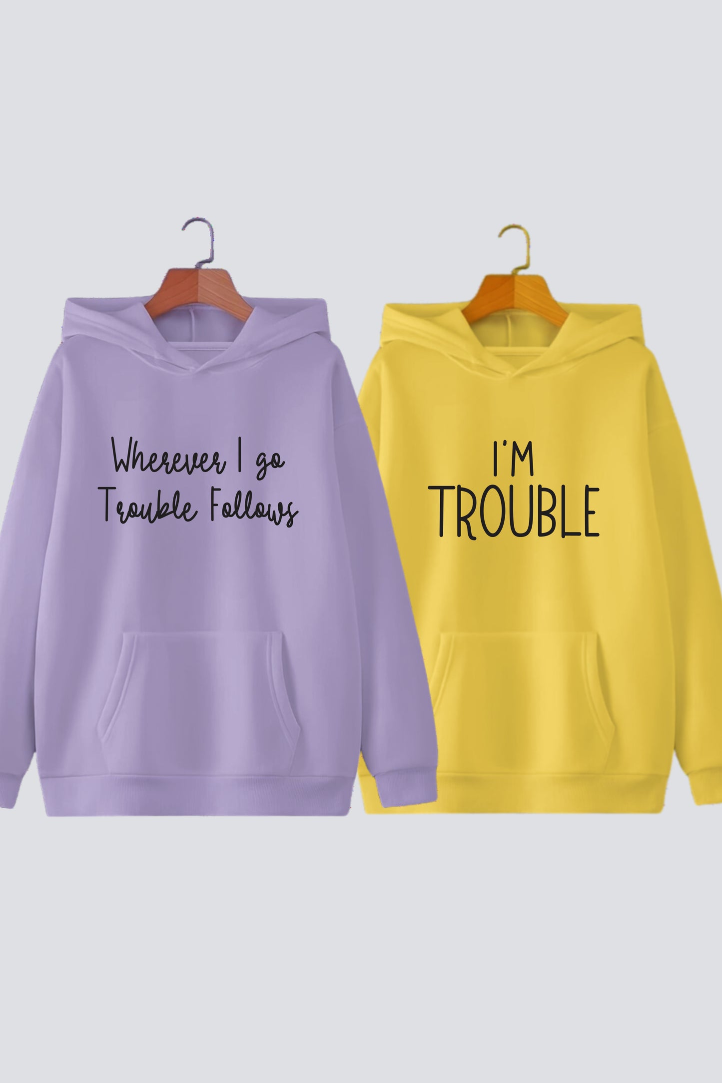 Trouble Oversized Drop Shoulder Hoodies - Pack of 2