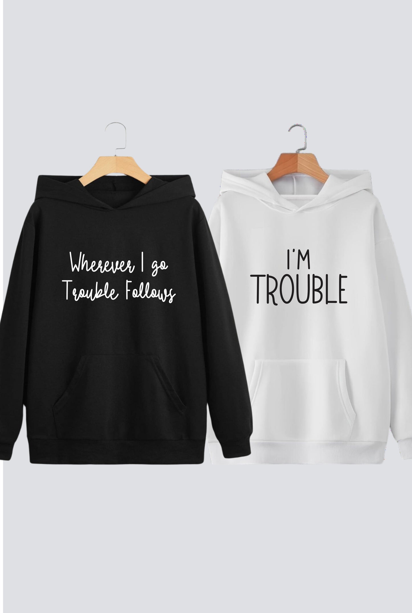 Trouble Oversized Drop Shoulder Hoodies - Pack of 2