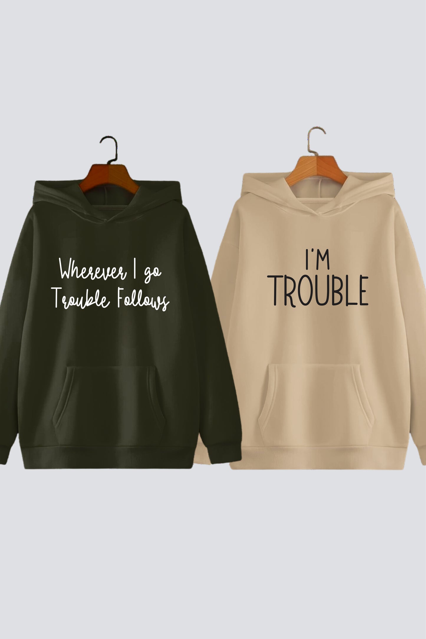 Trouble Oversized Drop Shoulder Hoodies - Pack of 2