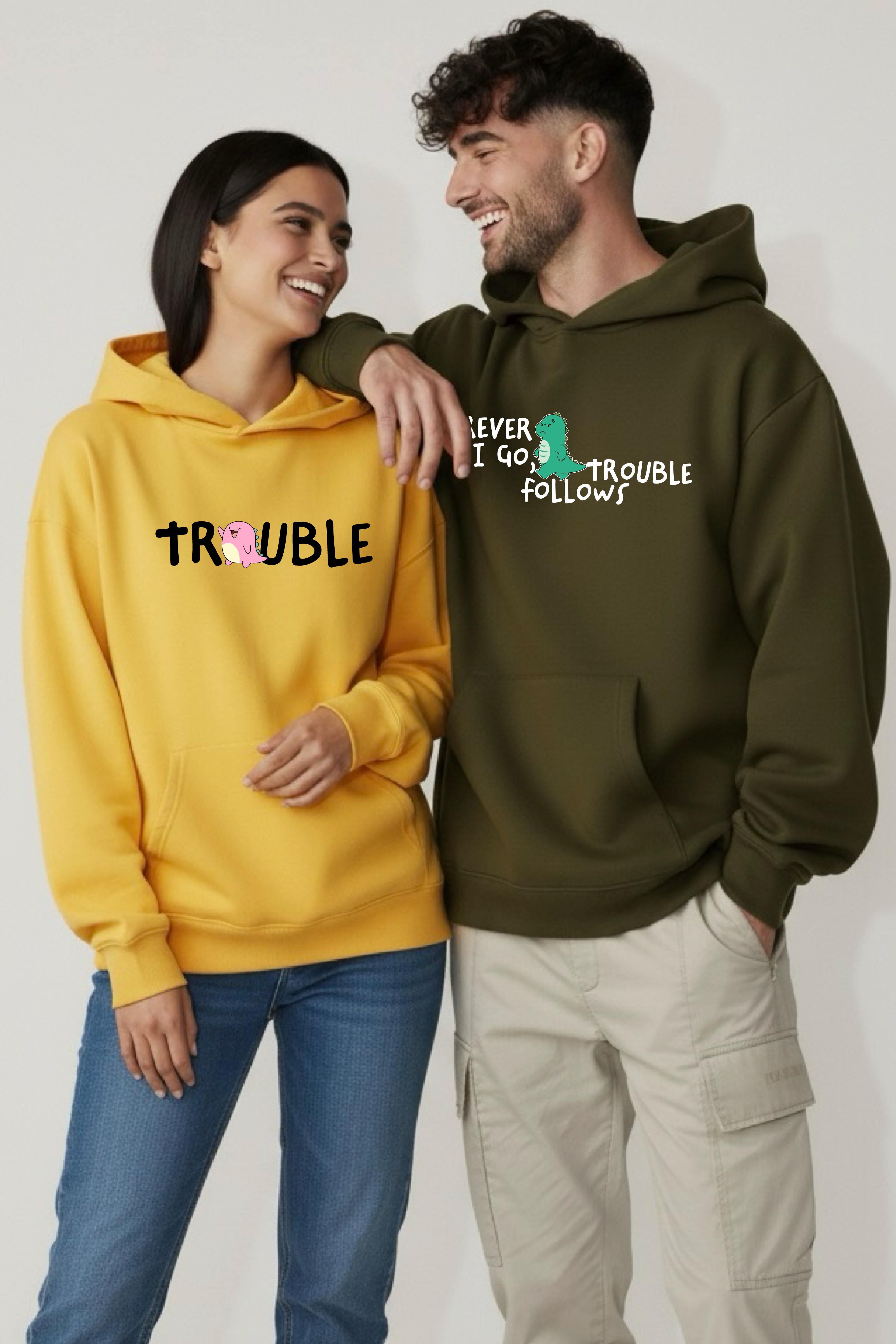 The Dino Affair ( Bang! ) Oversized Drop Shoulder Hoodies - Pack of 2