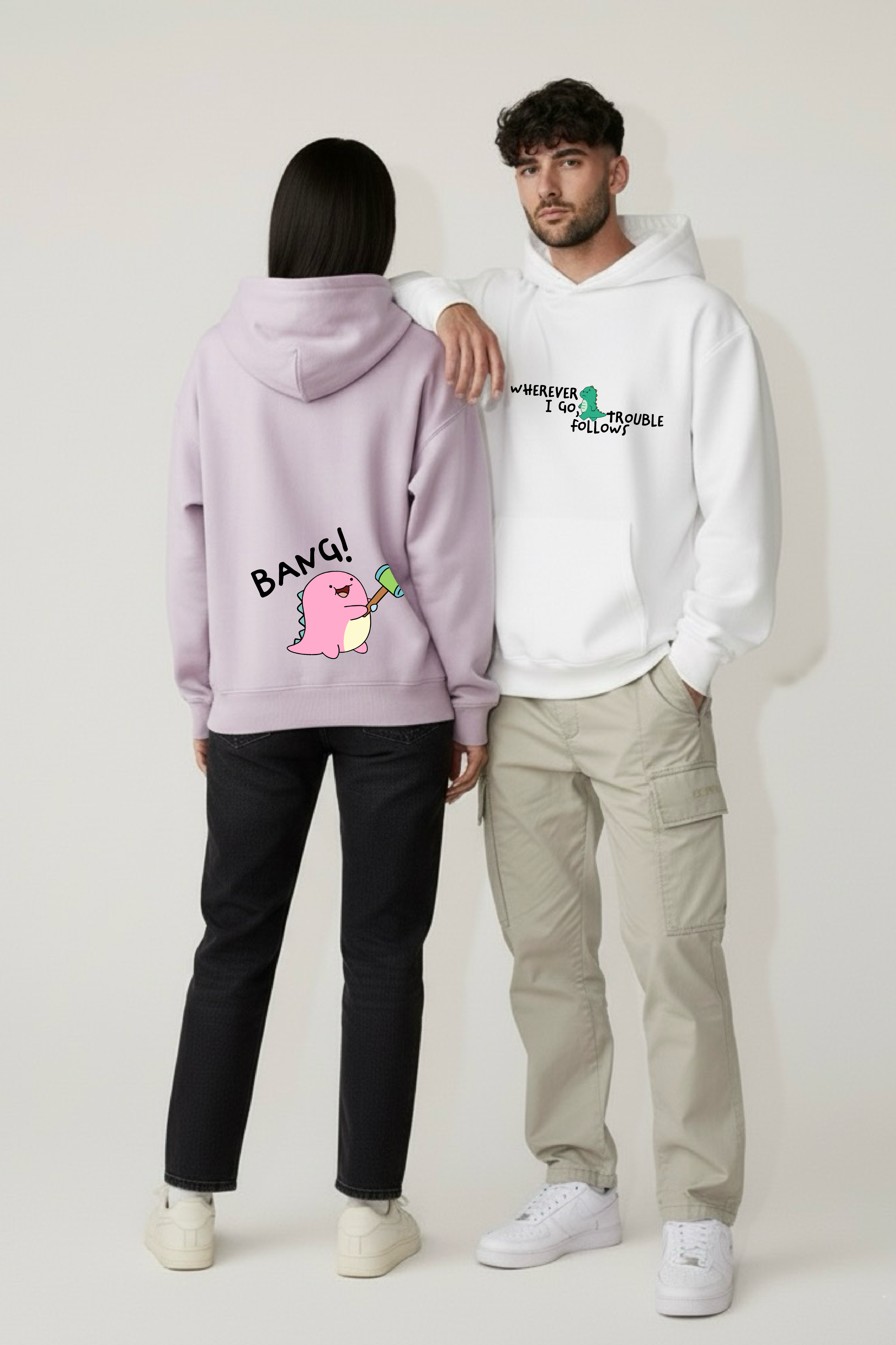 The Dino Affair ( Bang! ) Oversized Drop Shoulder Hoodies - Pack of 2