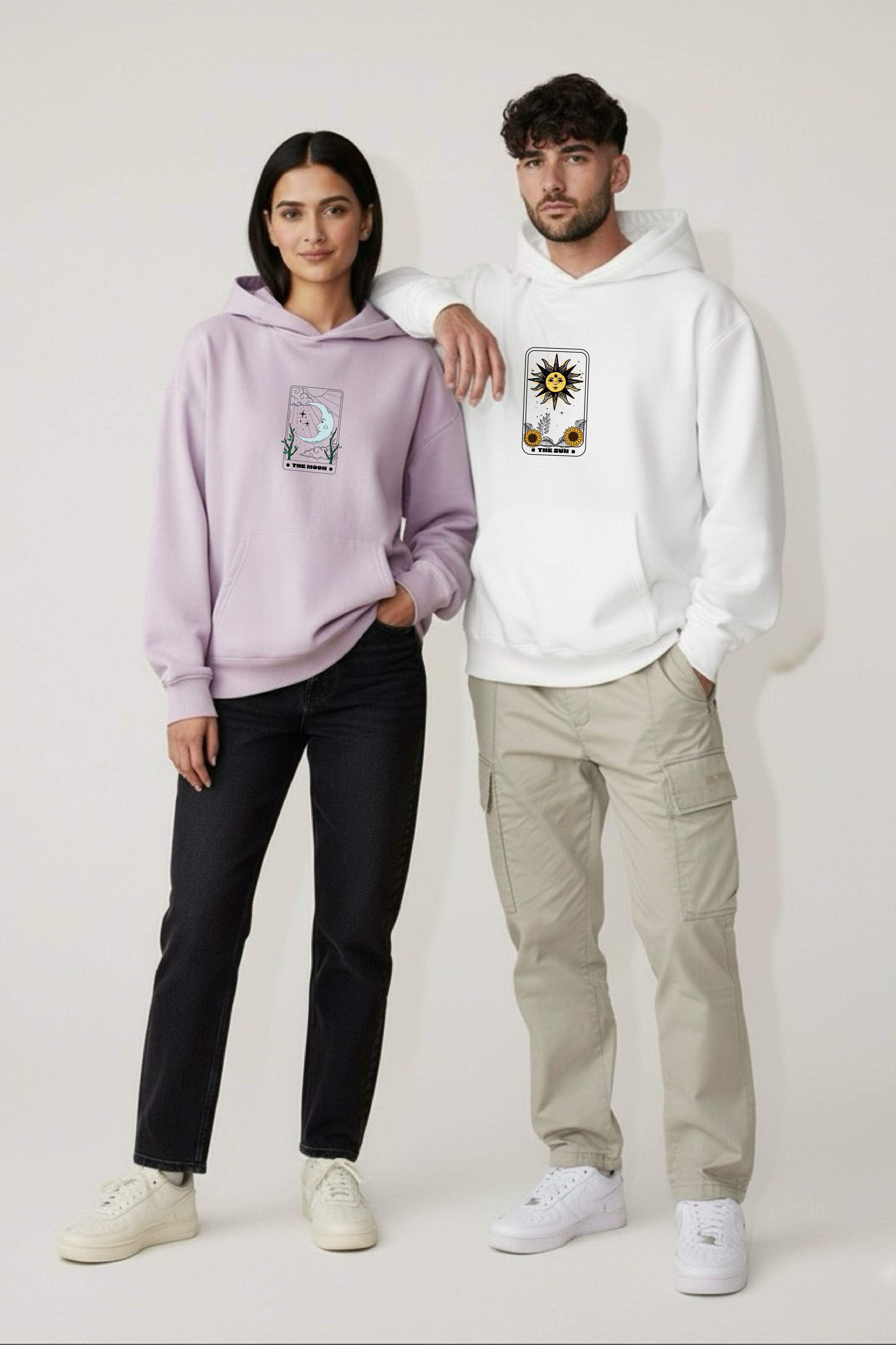 The Sun and Moon Oversized Drop Shoulder Hoodies - Pack of 2