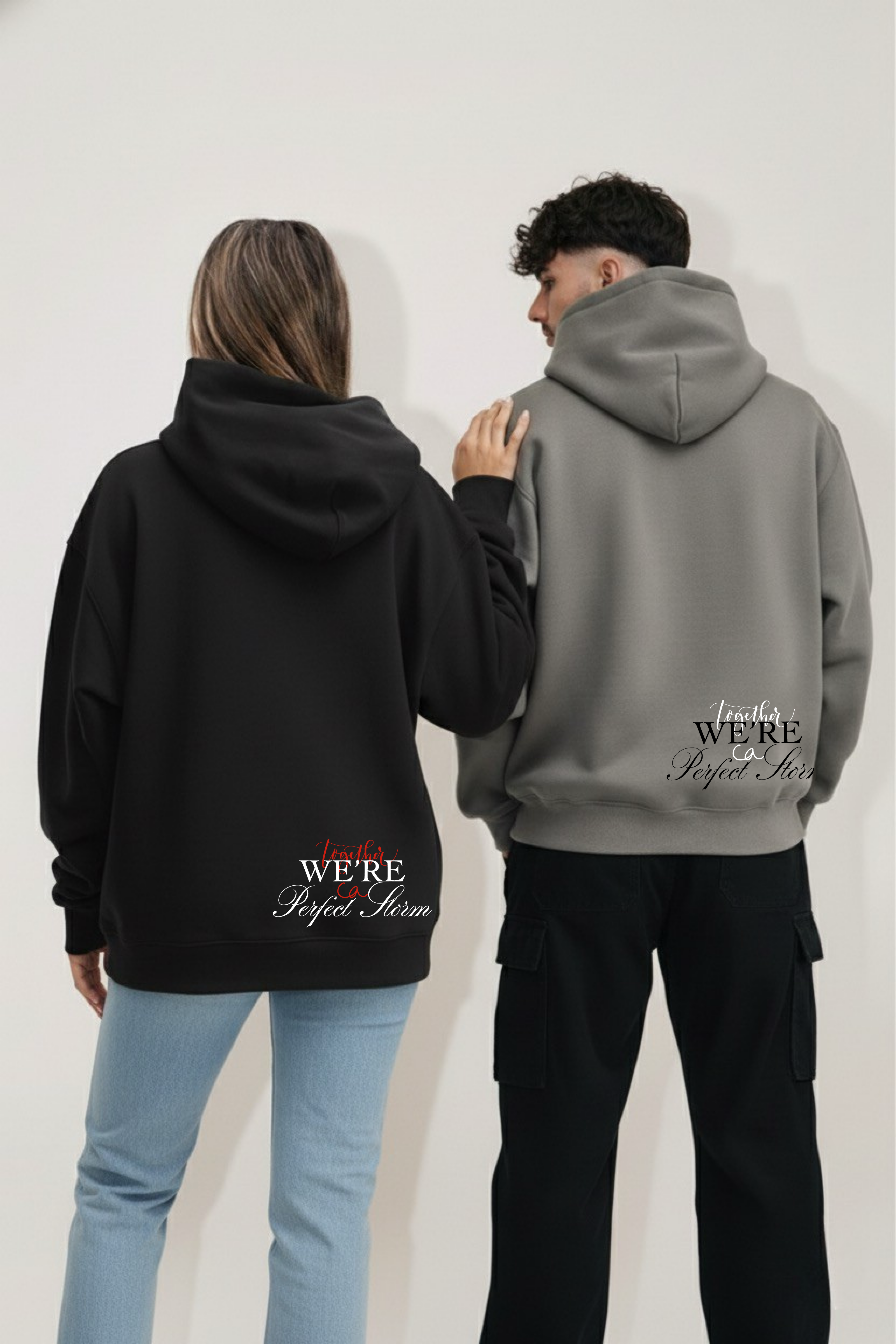 Together We Are a Perfect Storm Oversized Drop Shoulder Hoodies - Pack of 2