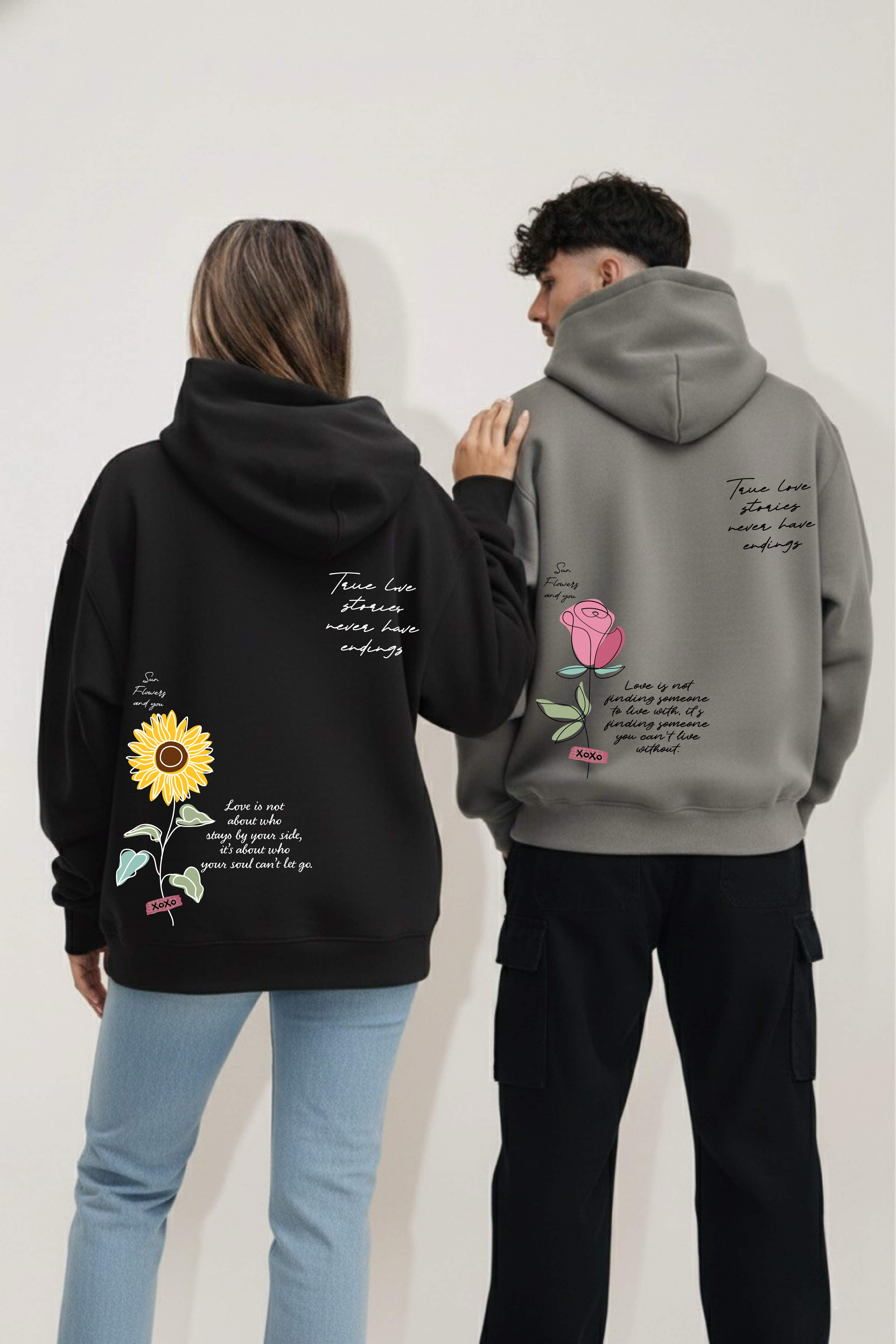True Love Stories Hoodie Oversized Drop Shoulder Hoodies - Pack of 2