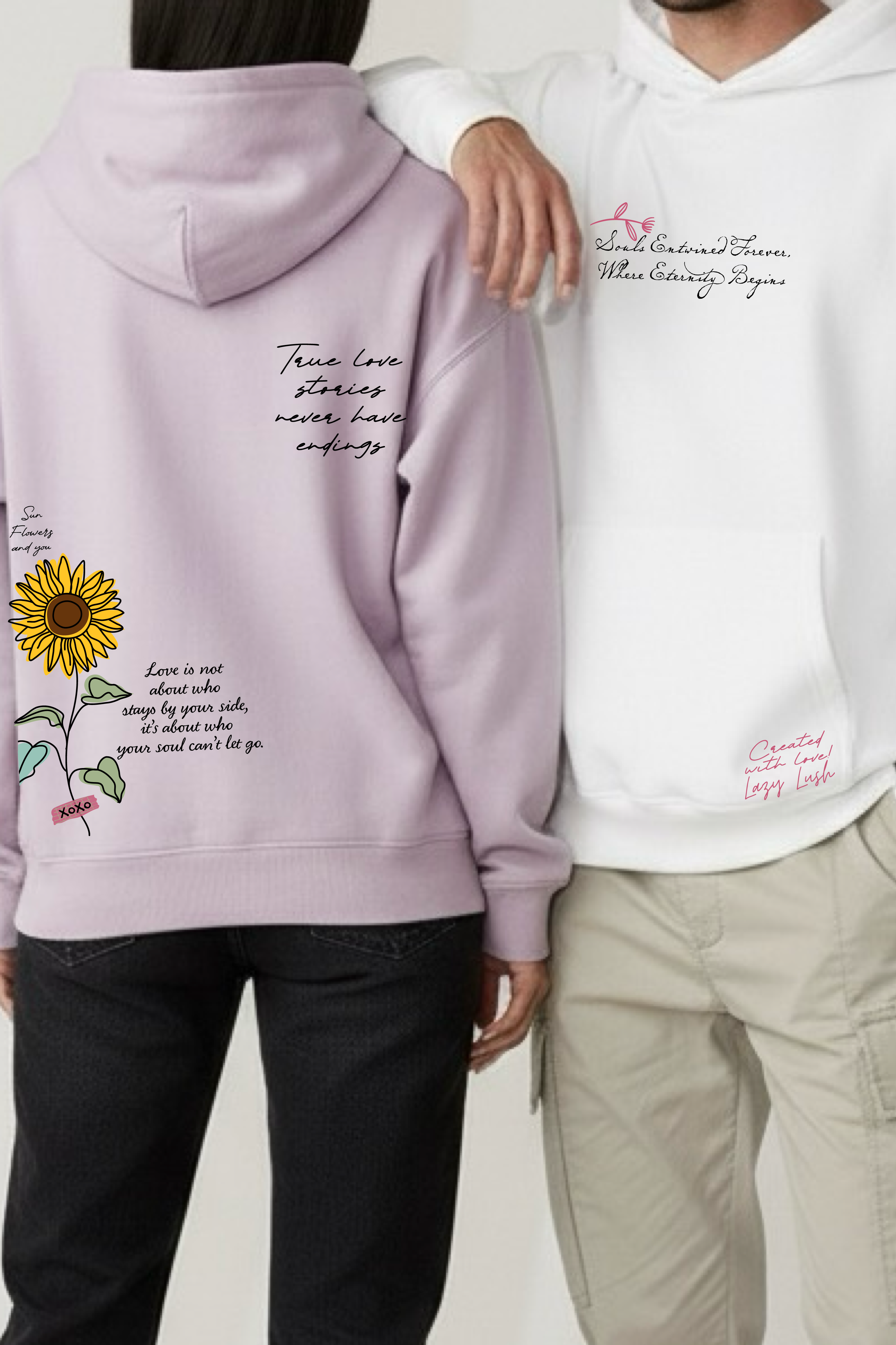 True Love Stories Hoodie Oversized Drop Shoulder Hoodies - Pack of 2