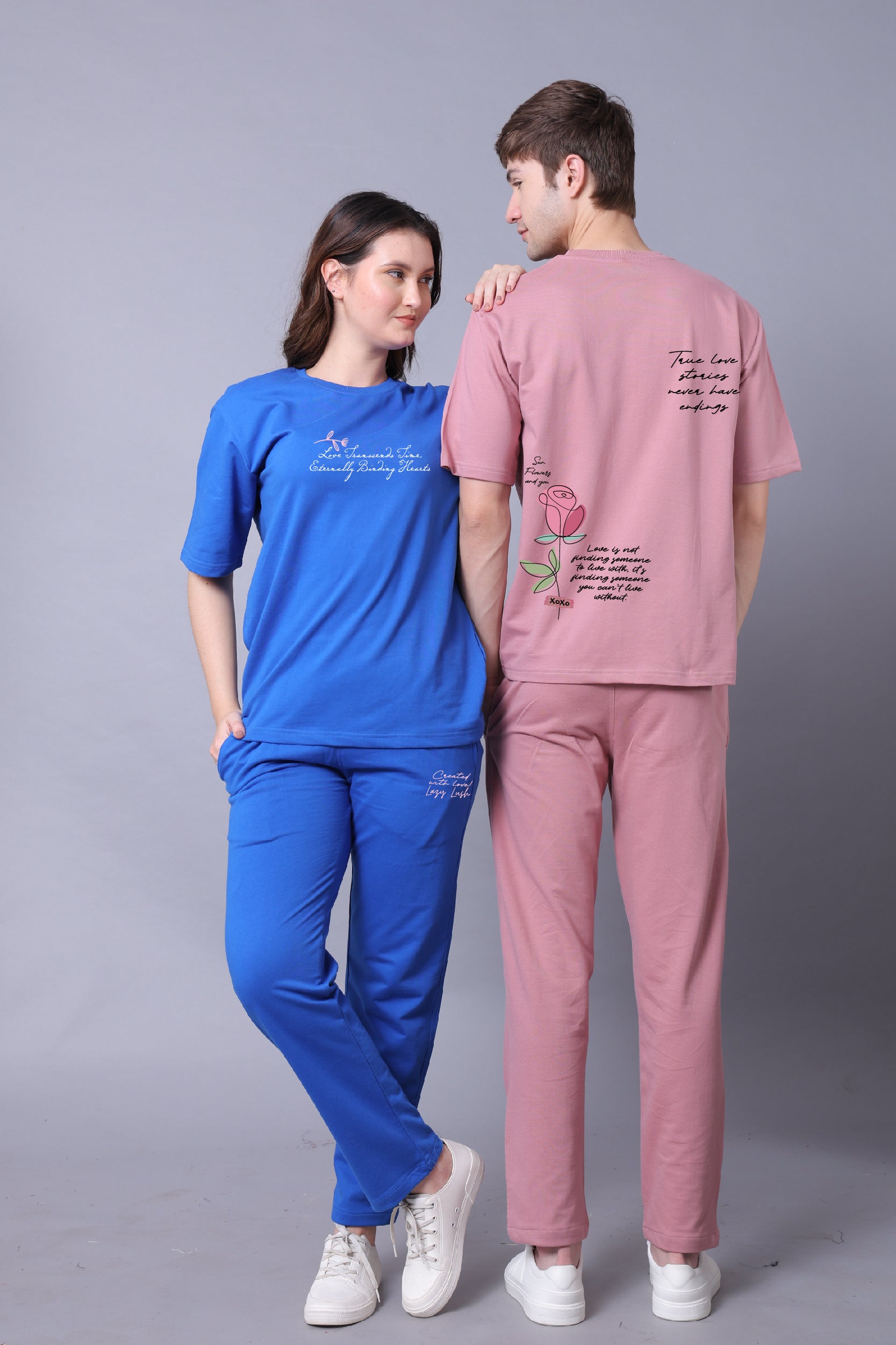 True Love Stories Couple Co-Ord Set With Joggers (Pack of 2)