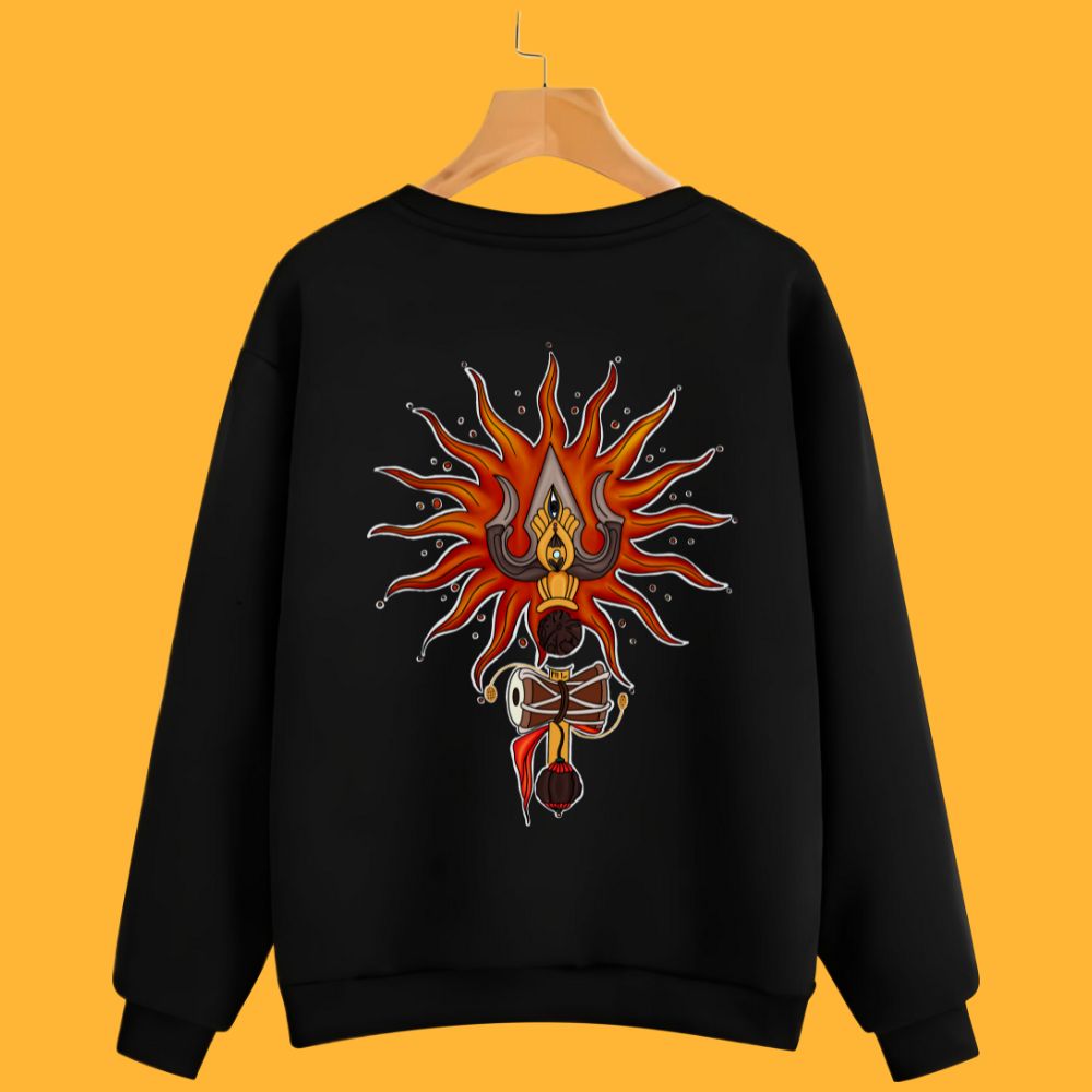 Trishul Blaze - Essence of Shiva Unisex Black Sweatshirt