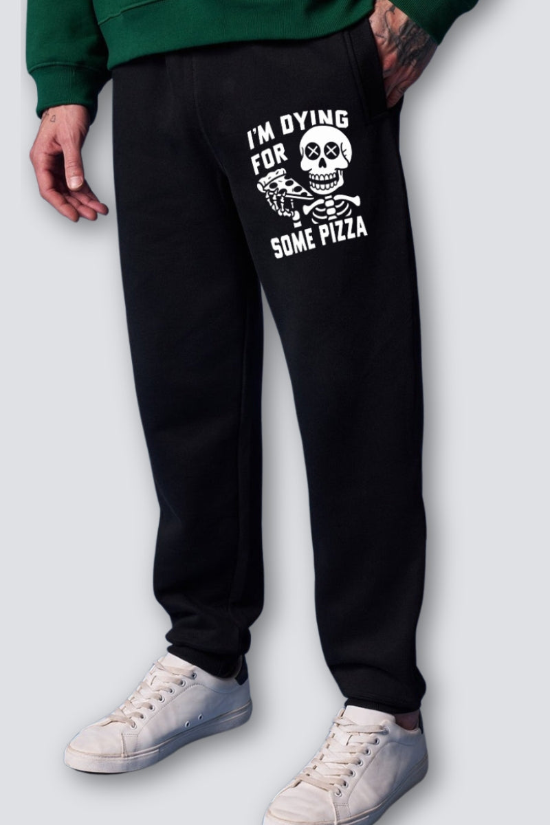 Dying For Pizza Straight Fit Joggers - Black