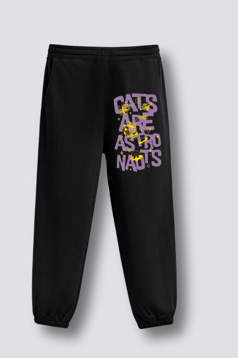 Cosmic Cats Straight Fit Joggers - Black