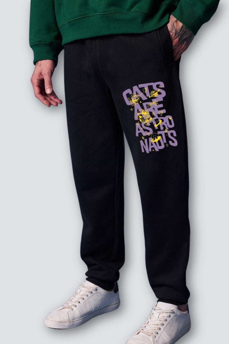 Cosmic Cats Straight Fit Joggers - Black