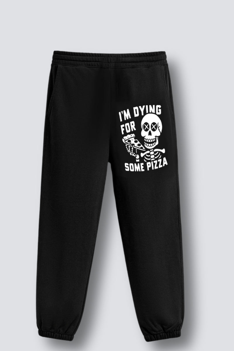 Dying For Pizza Straight Fit Joggers - Black