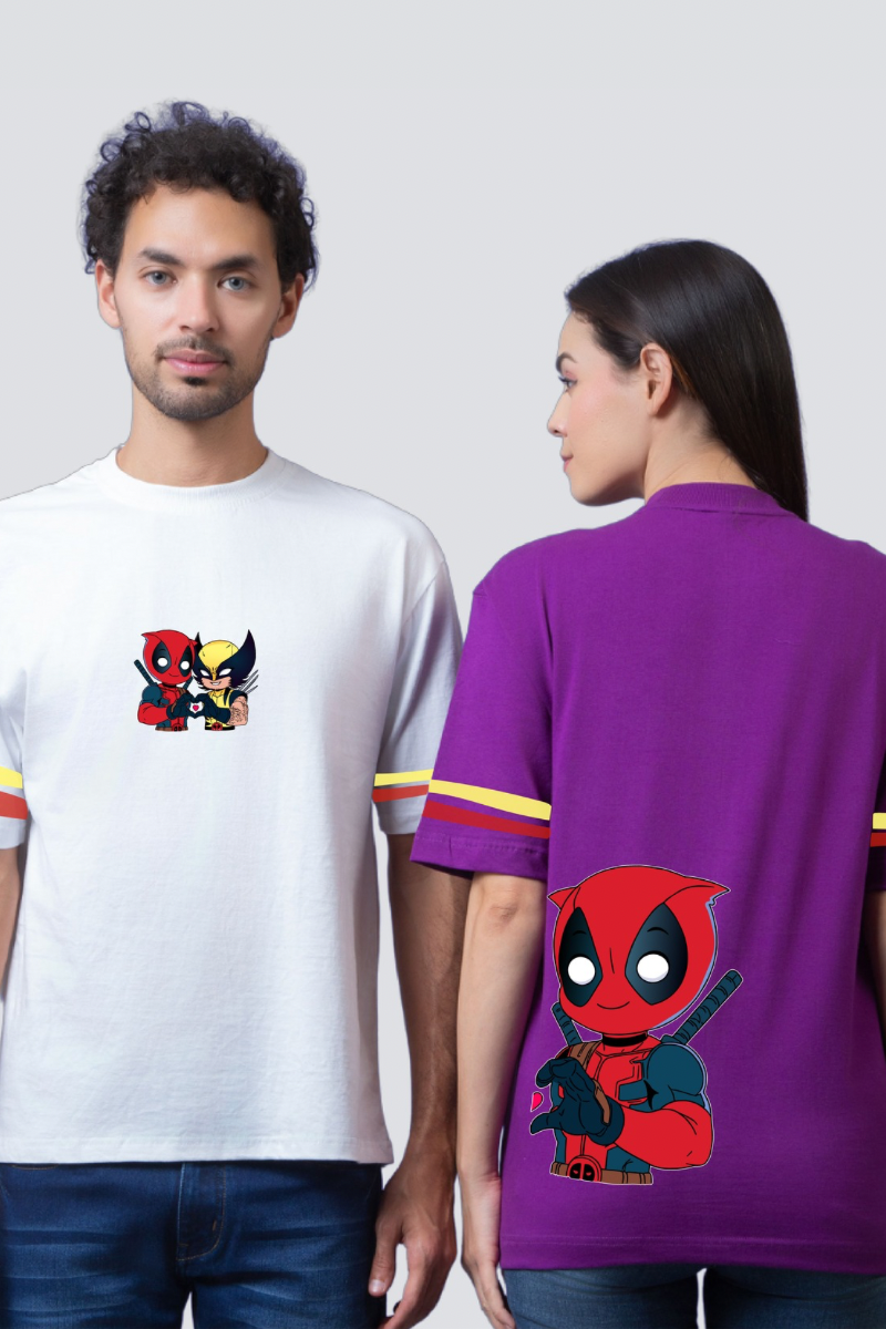 Heroic Hearts: Deadpool & Wolverine Oversized Couple T-Shirts (Pack of 2)