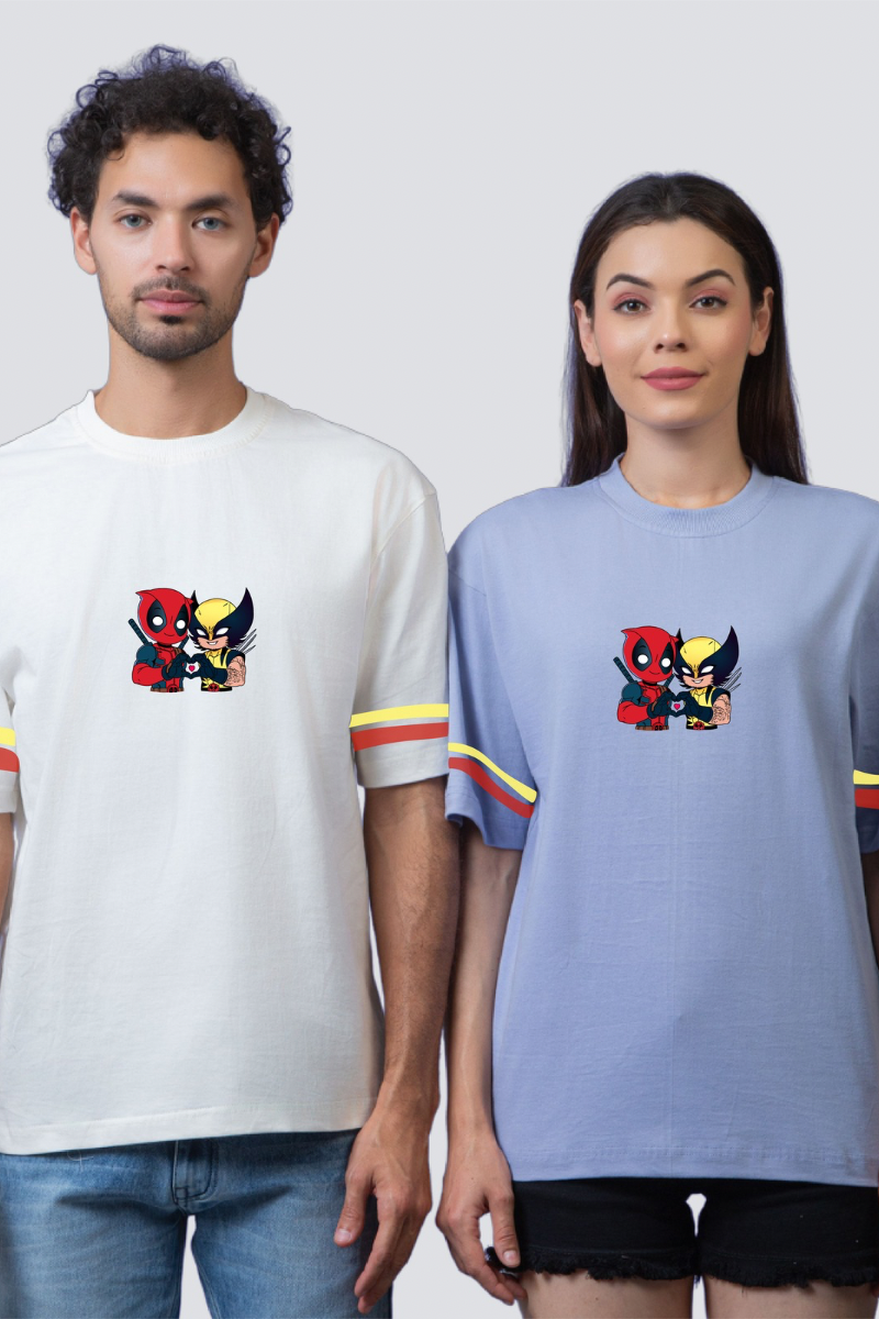 Heroic Hearts: Deadpool & Wolverine Oversized Couple T-Shirts (Pack of 2)