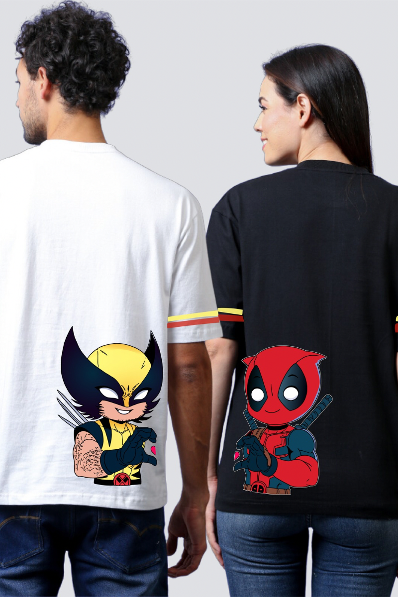 Heroic Hearts: Deadpool & Wolverine Oversized Couple T-Shirts (Pack of 2)