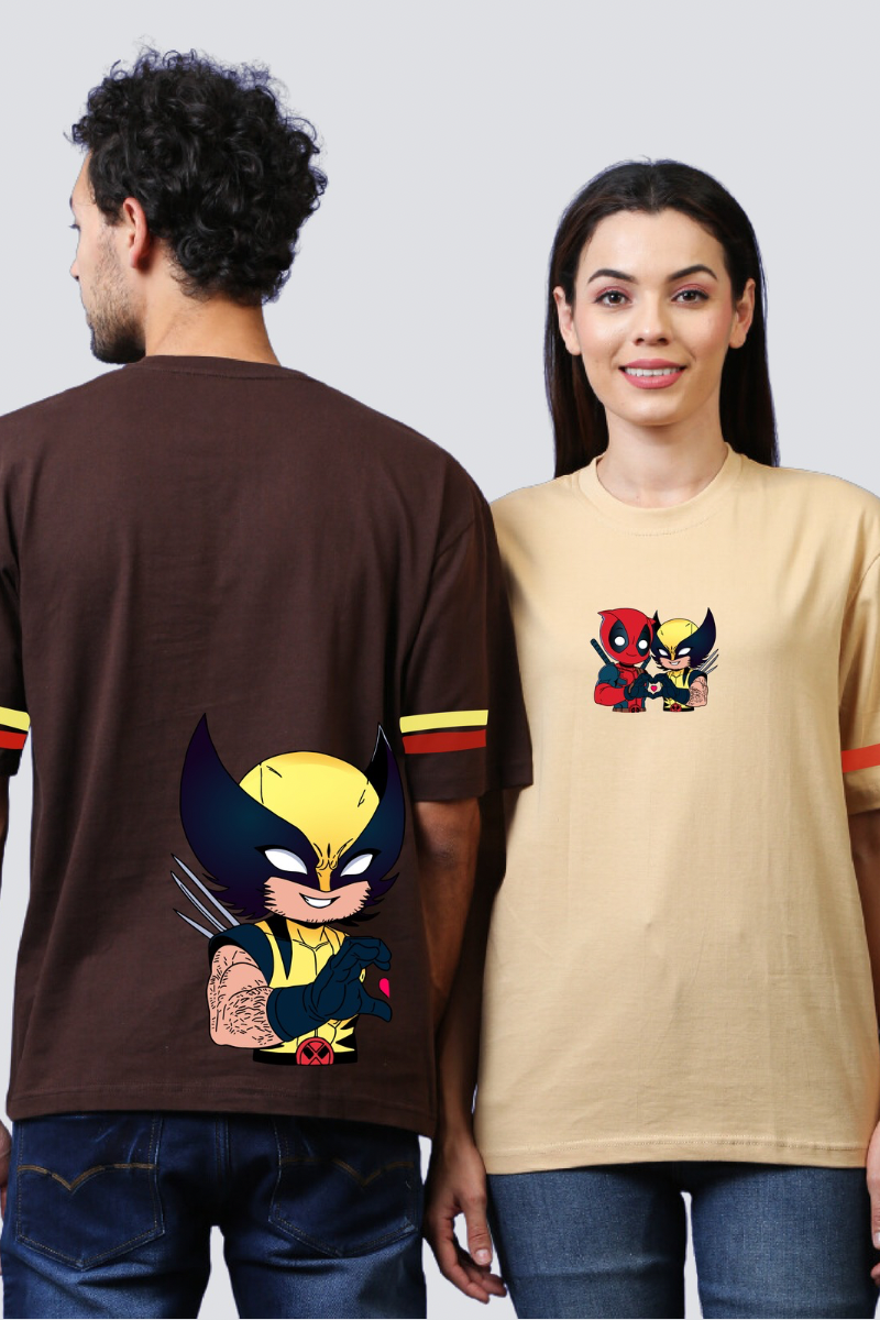 Heroic Hearts: Deadpool & Wolverine Oversized Couple T-Shirts (Pack of 2)