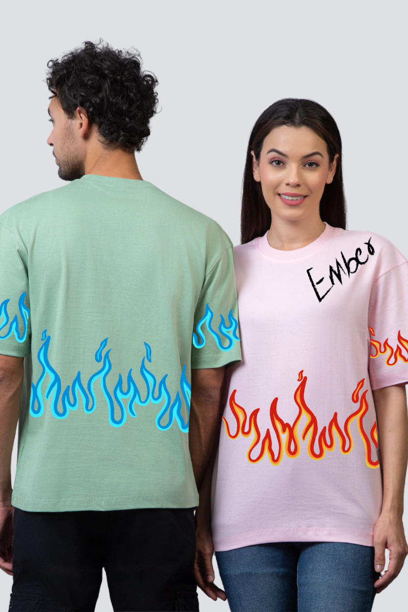 Ember & Wave - Elemental Oversized Couple T-Shirts (Pack of 2)