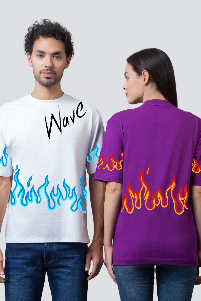 Ember & Wave - Elemental Oversized Couple T-Shirts (Pack of 2)