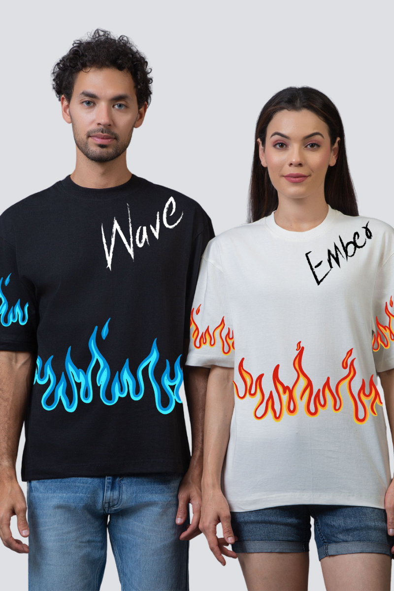 Ember & Wave - Elemental Oversized Couple T-Shirts (Pack of 2)